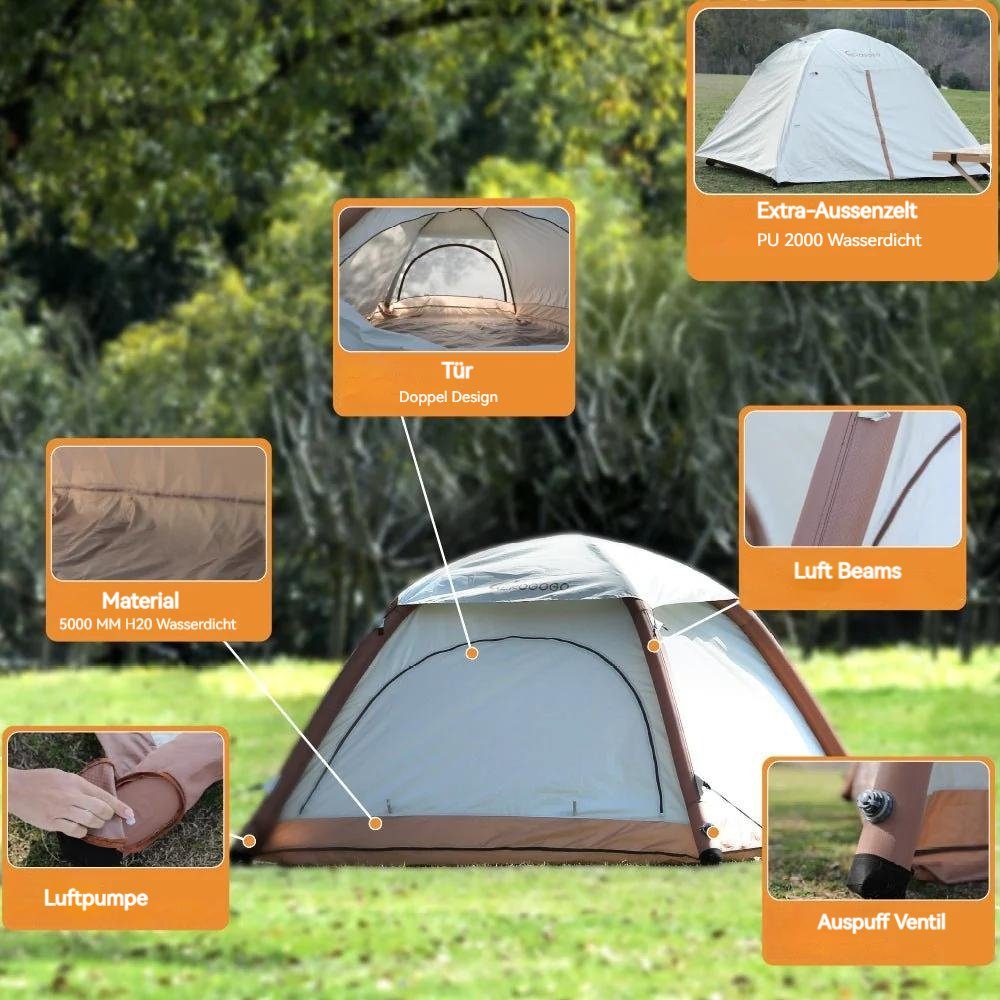 Zelt Zelt, 3, Personen: Button ein aufblasbares Ultraleicht,Tragbar,Wasserdicht Automatisches aerogogo Camping