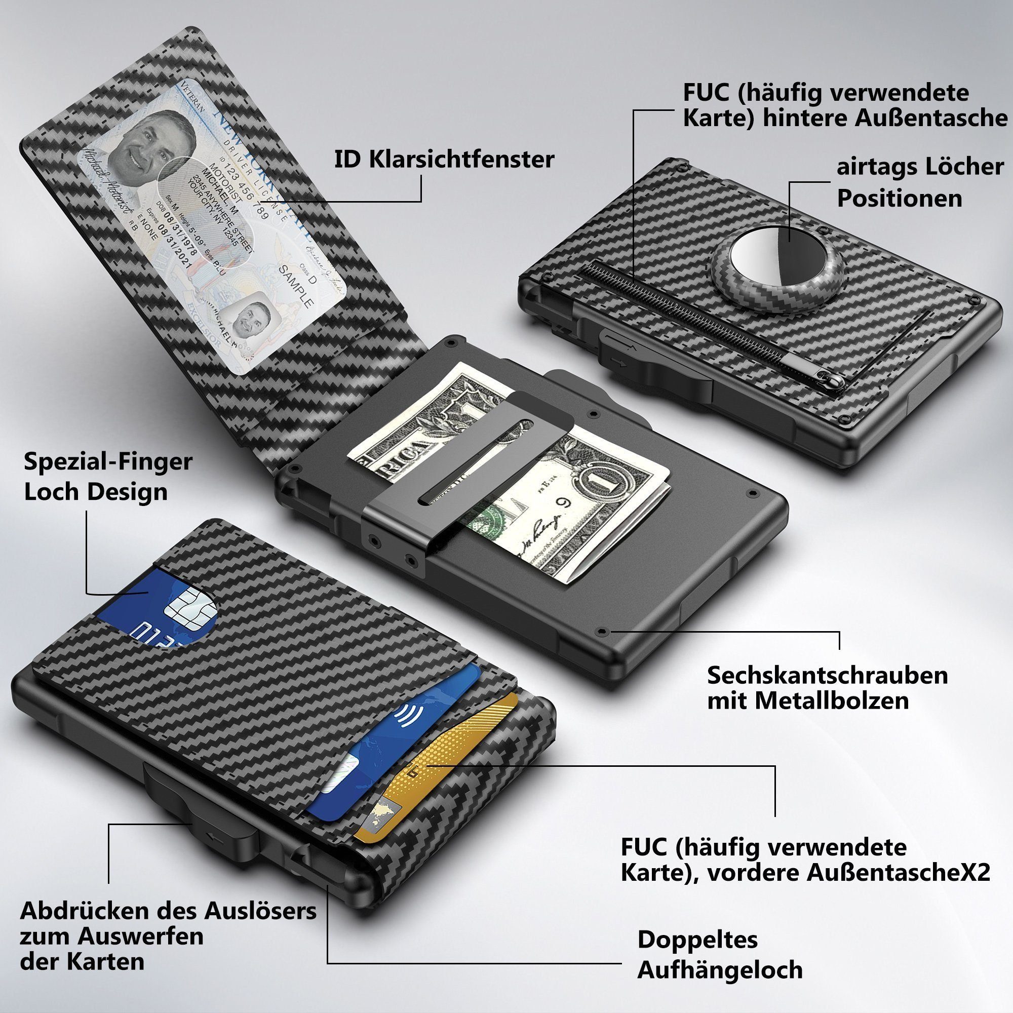 ibettertec Geldbörse Mini Geldbörse Portmonee Herren mit Münzfach, RFID-Sch günstig online kaufen