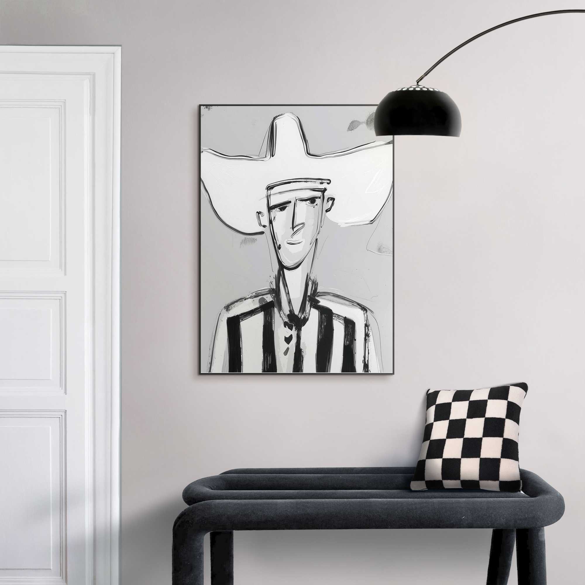 Reinders! Bild mit Rahmen Western Man, Menschen (1 St), Wohnzimmer - Schwarz-Weiß - MDF - Menschen - 50x70 cm