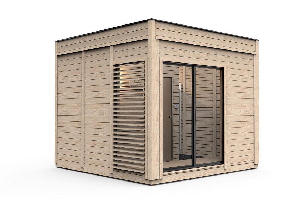 Sauna Holzsauna Außensauna Holz Kiefernholz Saunahaus Panorama Häuschen