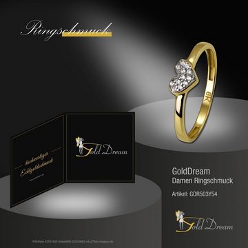 GoldDream Goldring GDR503YX GoldDream Ring Herz Gr.54-60 Gold 8K (Fingerring), Damen Ring Herz aus 333 Gelbgold - 8 Karat, Farbe: gold, weiß