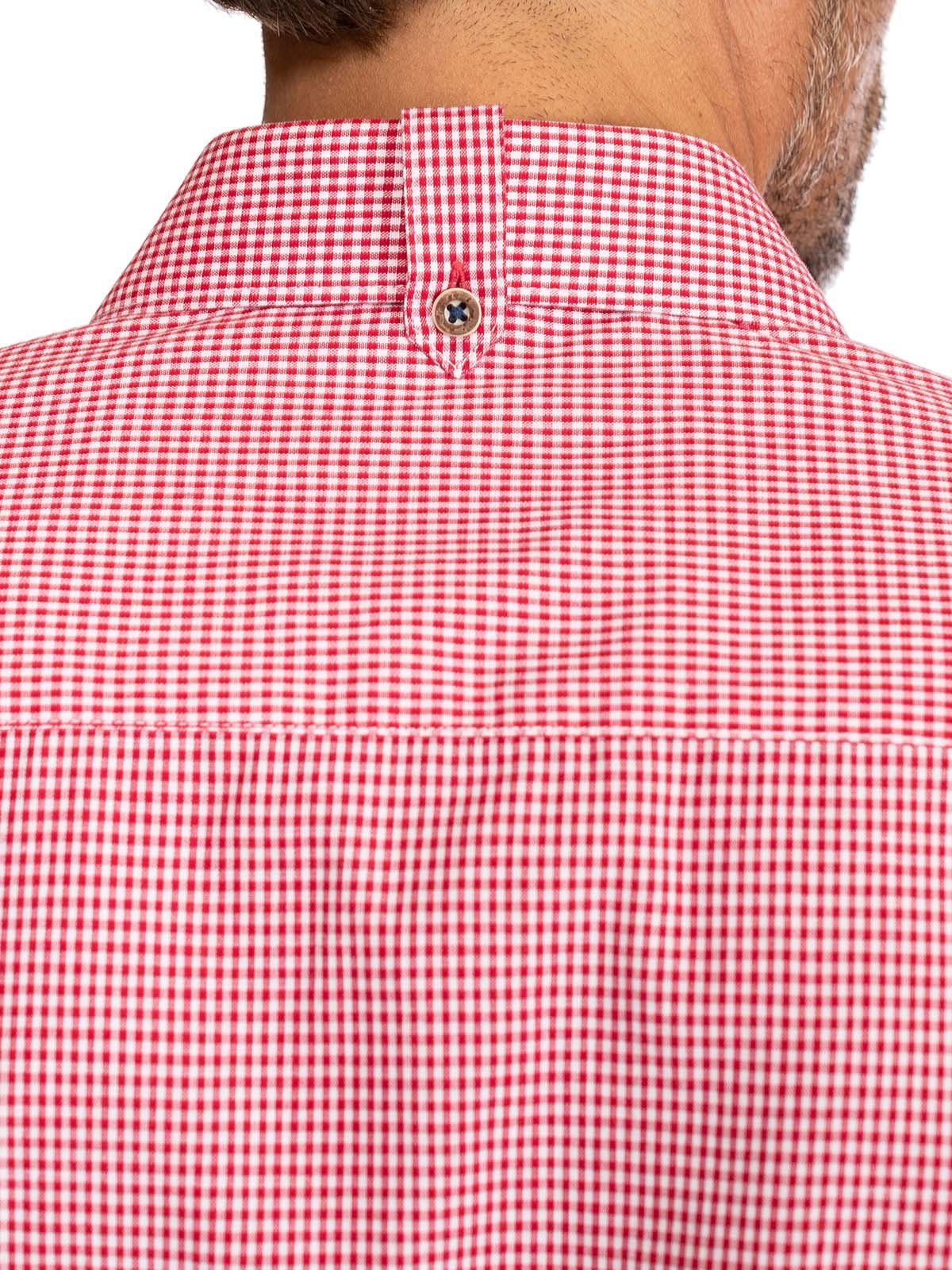 OS-Trachten Trachtenhemd (Slim rot Fit) MAISACH Karo Langarmhemd