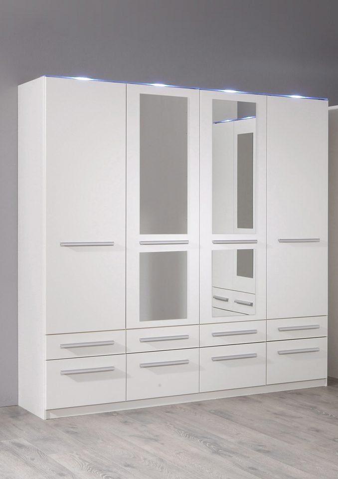 priess Kleiderschrank Schrank Garderobe Wäscheschrank Barcelona in 5 Breiten viel Stauraum, geräumige Schubkästen, mit Spiegel, MADE IN GERMANY
