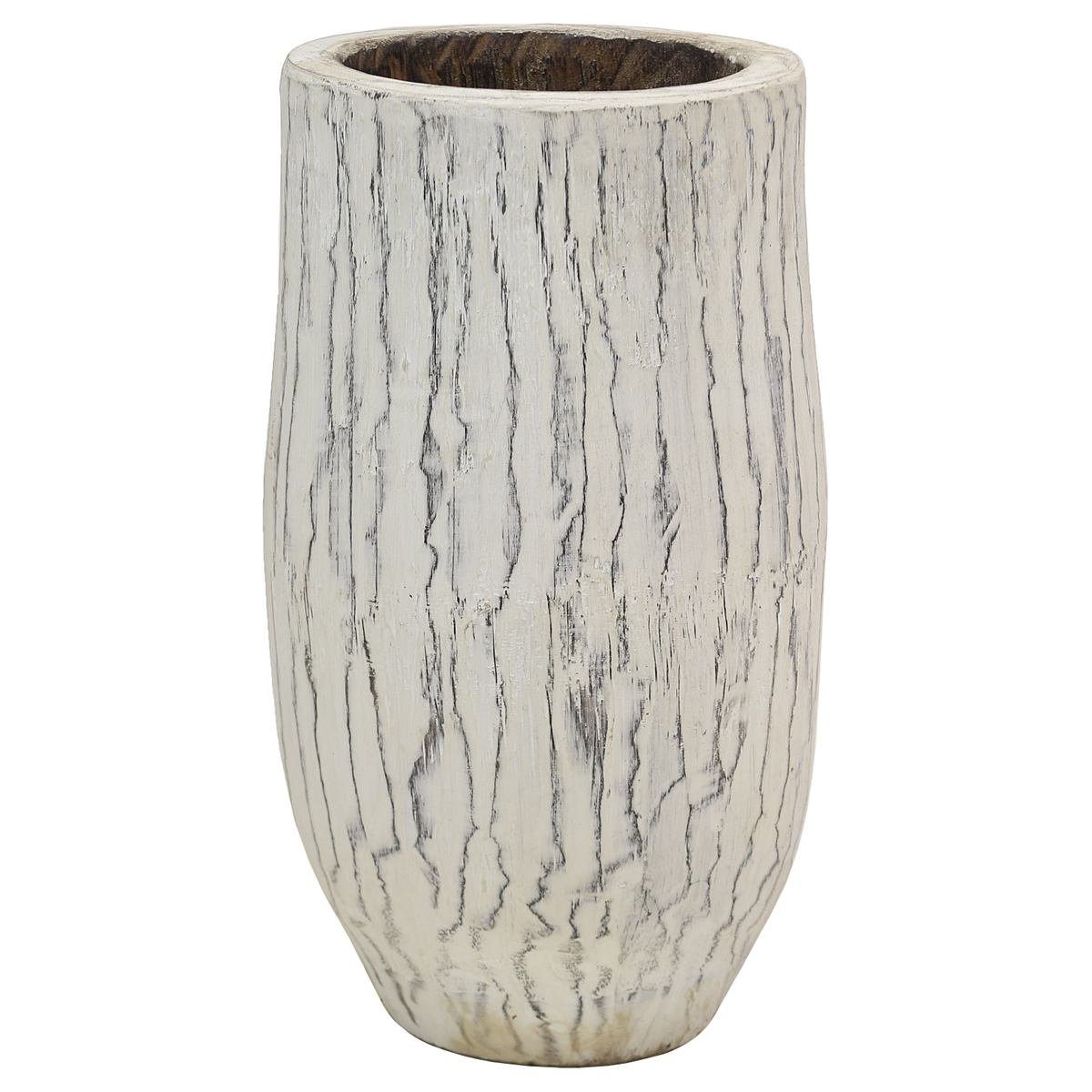 Dekofigur Holz Vase Blumenkübel whitewash 40 x 20 cm Nr.4