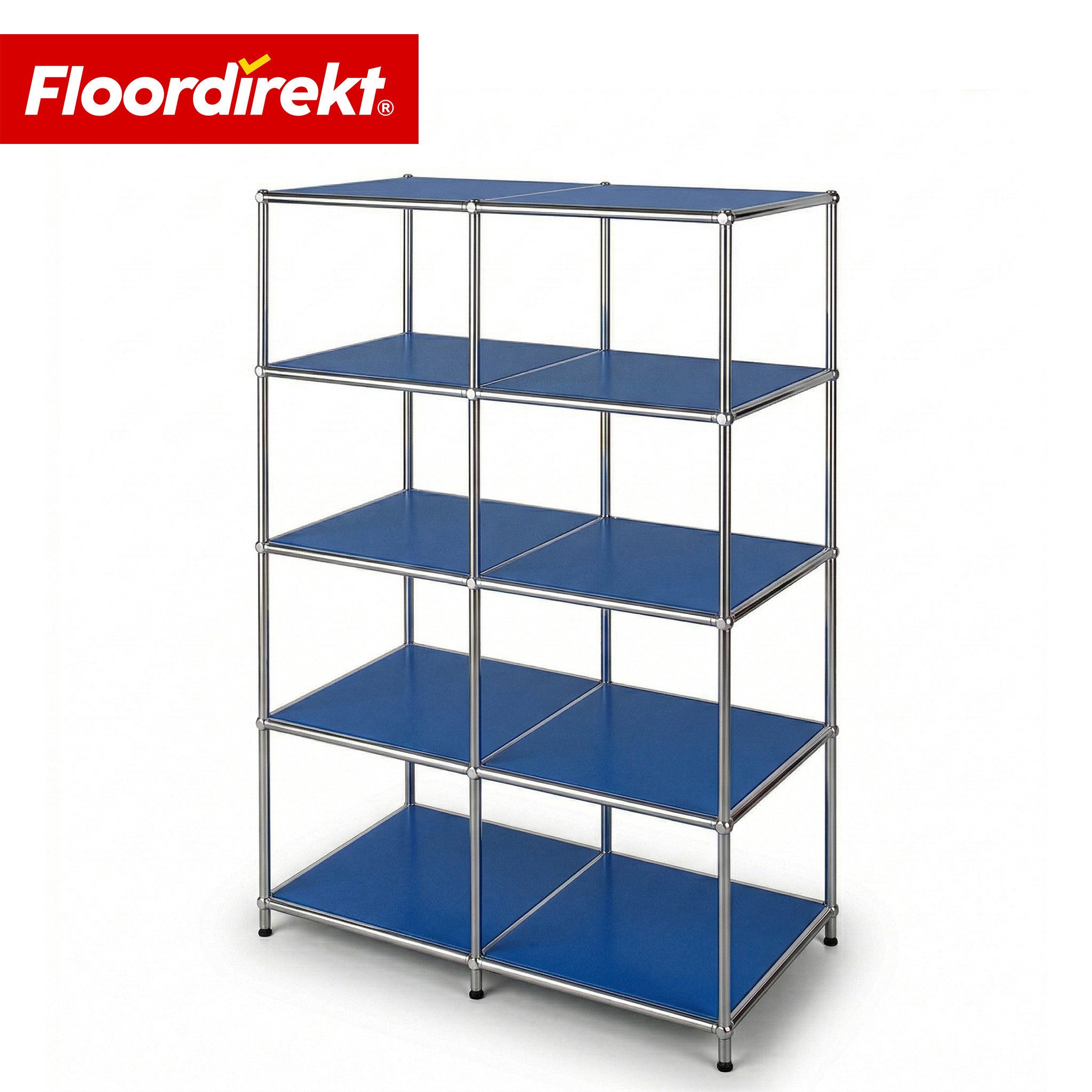 Floordirekt Bücherregal Standregal Concept Epure MK-015 Raumteiler, verchromtes Metallgestell, höhenverstellbare Kunststofffüße, 5 Ablagen, B78×T40×H118 cm