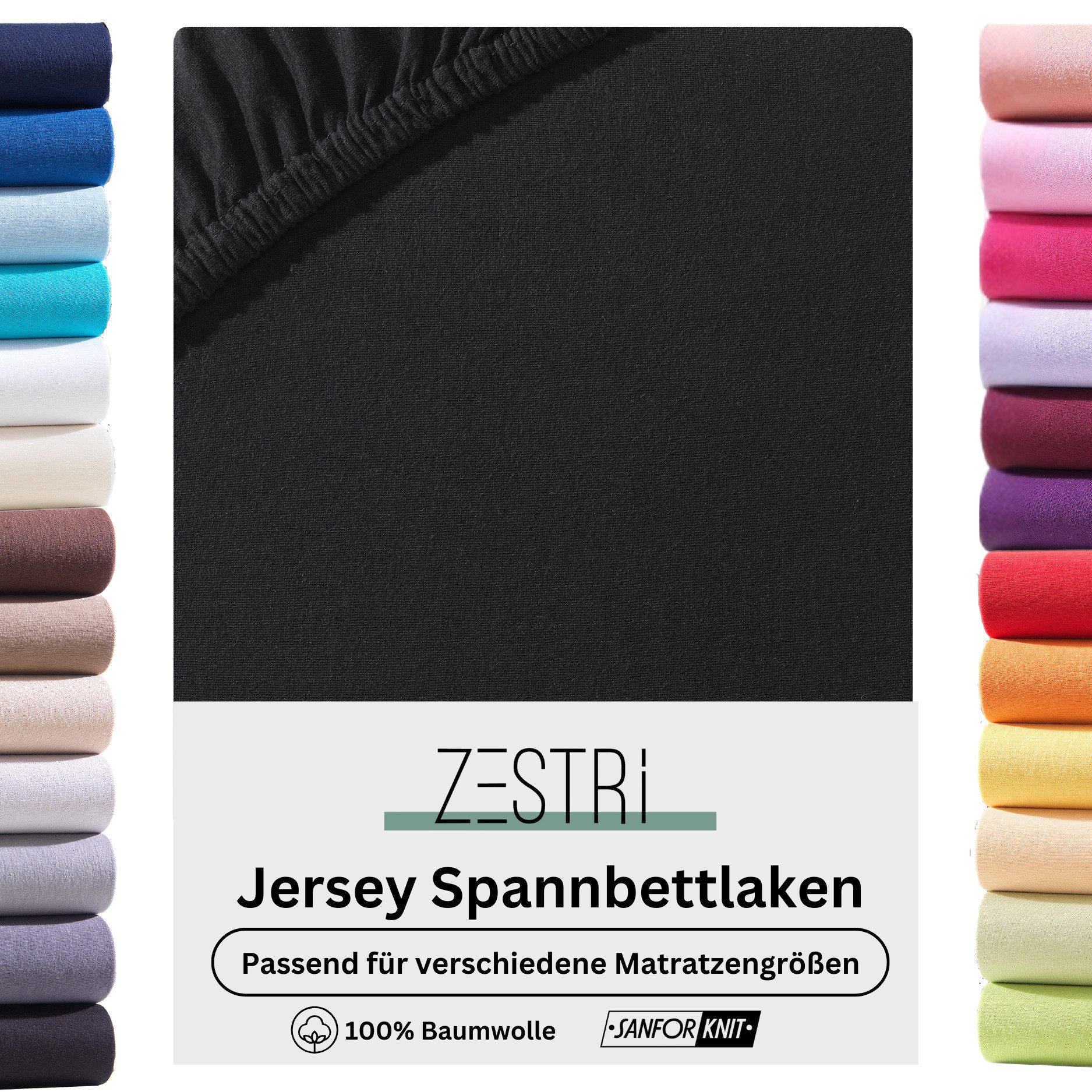 Zestri Spannbettlaken Jersey für normale Matratzen, Boxspringbett, Wasserbe günstig online kaufen