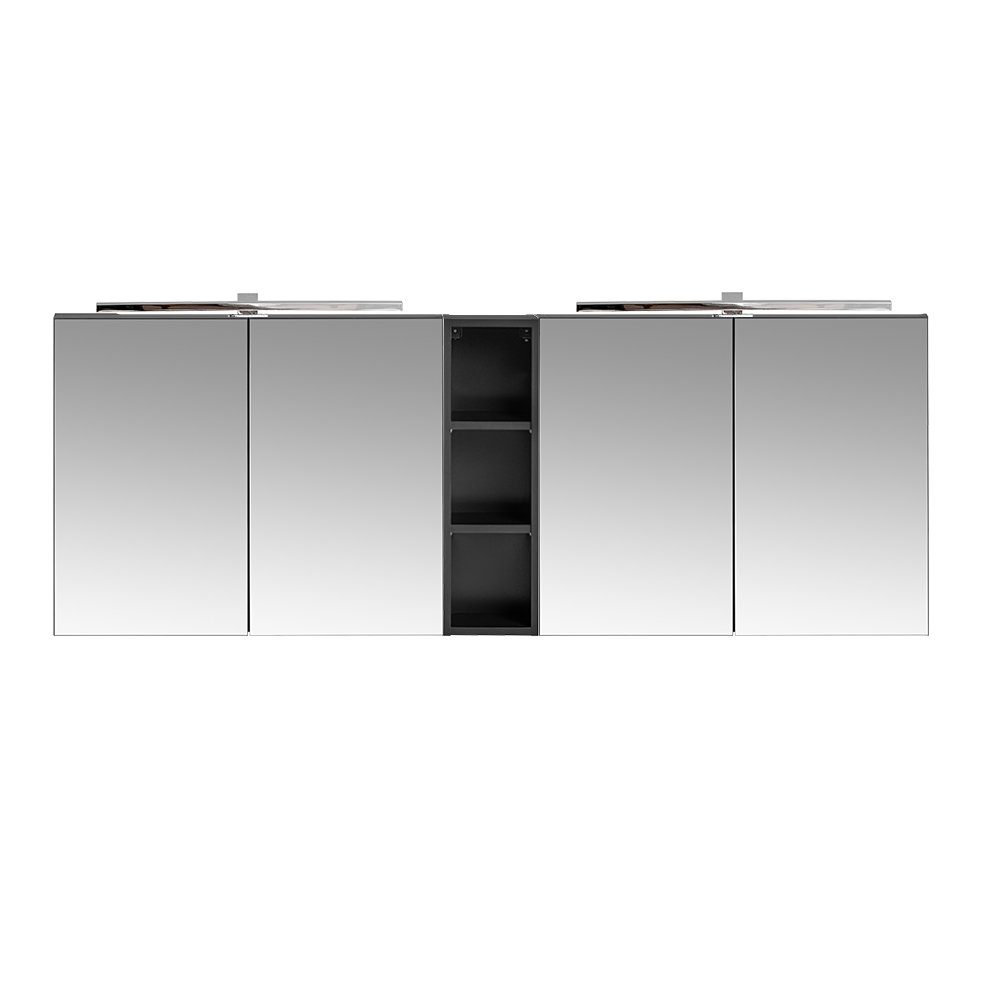 Lomadox Spiegelschrank PUEBLA-56-BLACK 180cm, LED-Beleuchtung, matt günstig online kaufen