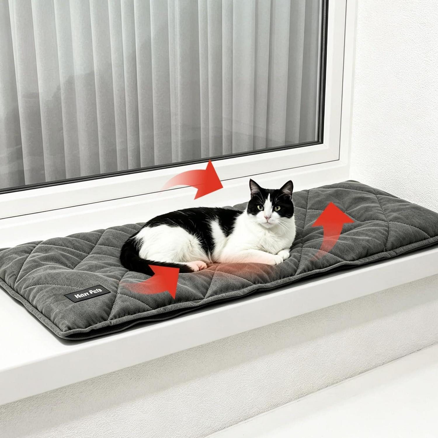 LuxusKollektion Katzenliege Katzen Fensterliege selbstheizend 90x28cm dunkelgrau