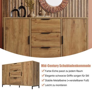 MODFU Kommode Sideboard (mit 2 Türen und 3 Schubladen), Verstellbare Ablage, Sideboard Highboard für Schlafzimmer &