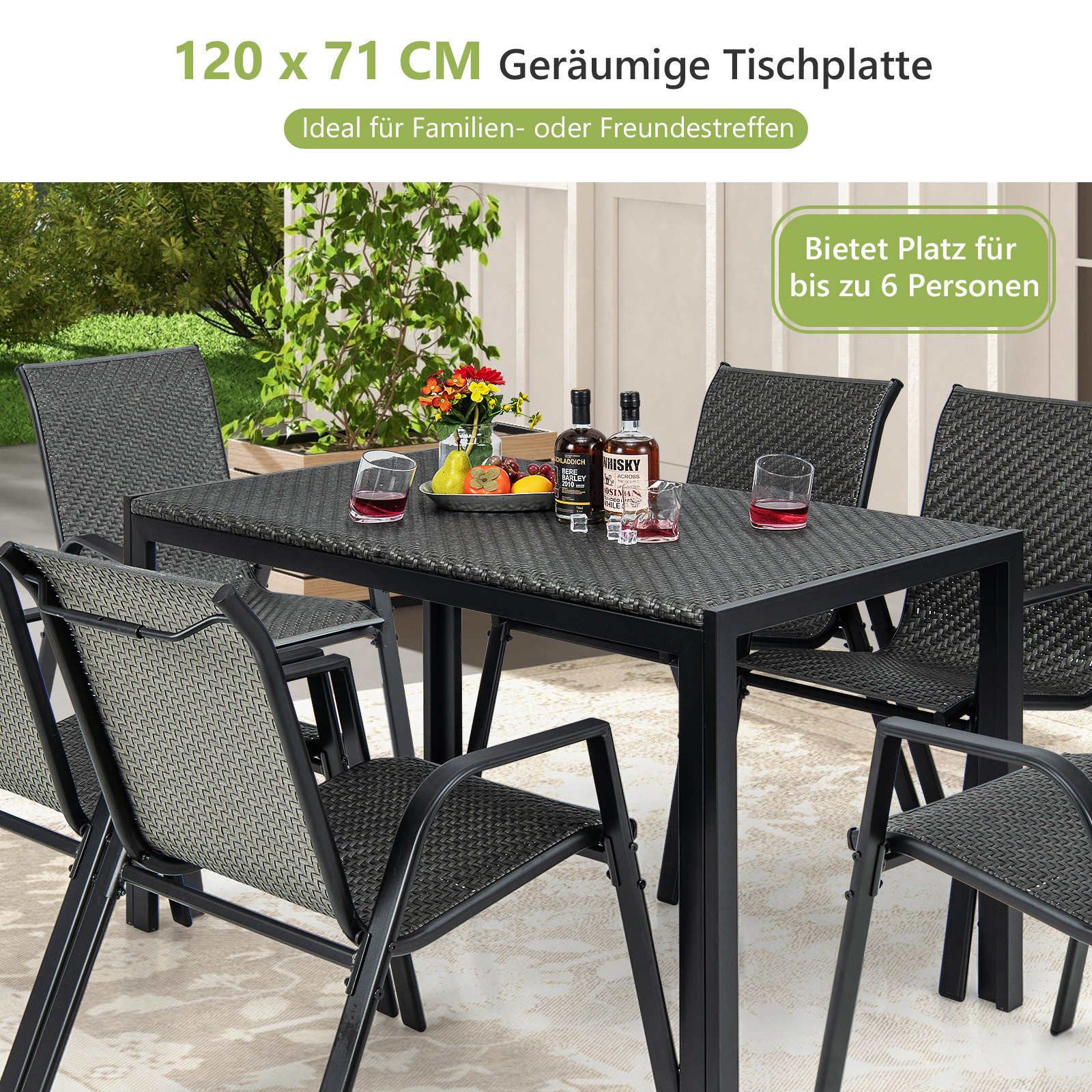 Klapptisch Für Draußen – 120x80 Cm, Anthrazit, Wetterfest & Platzsparend