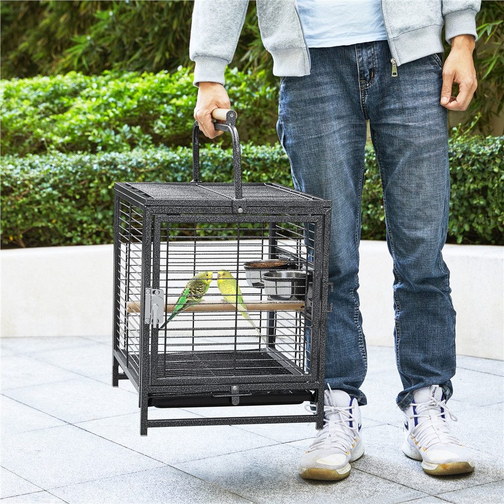 Yaheetech Vogelkäfig, Vogelvoliere Kleintierkäfig Vogelhaus mit 2 Sitzstangen