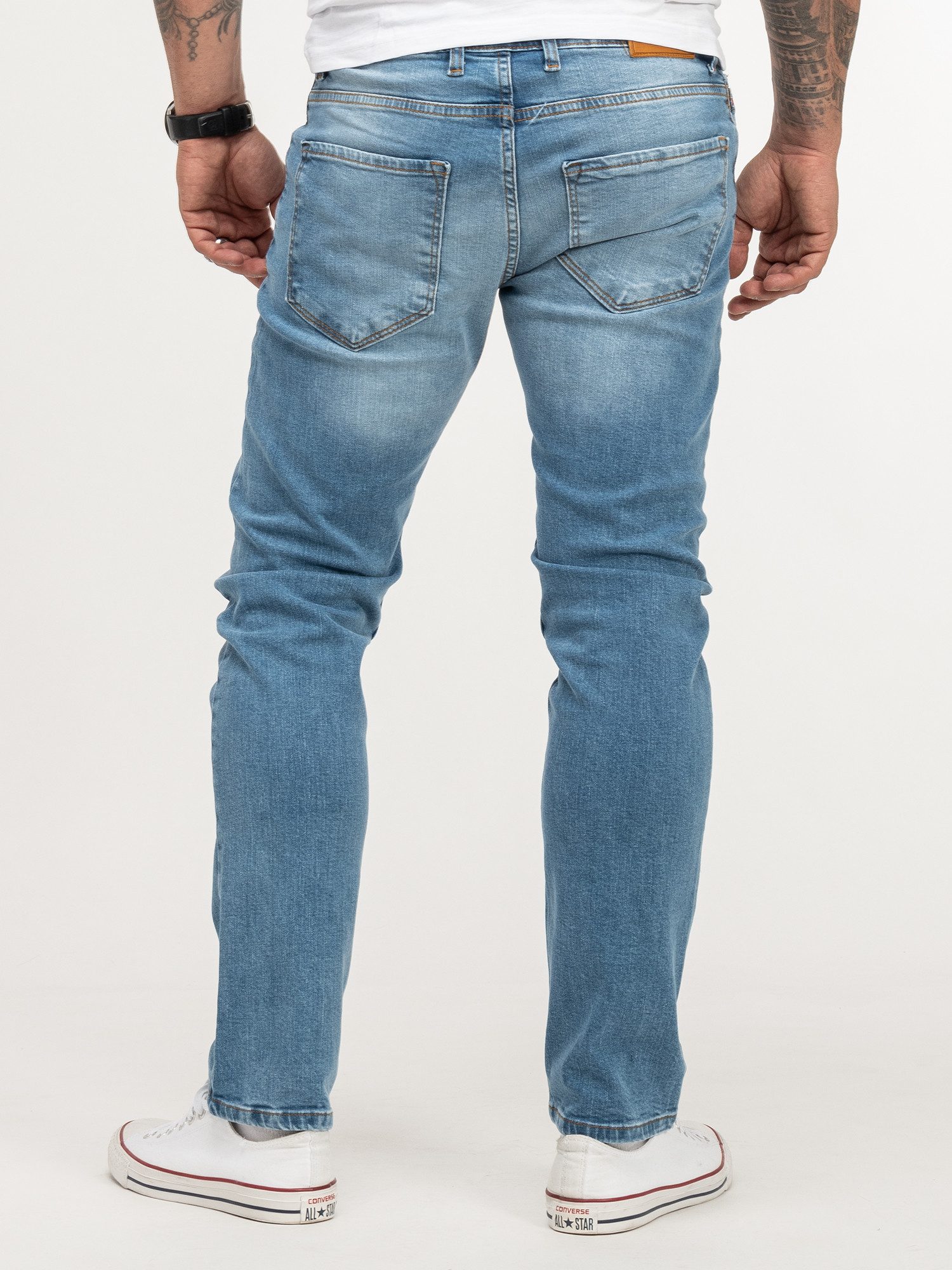 Lorenzo Loren Regular-fit-Jeans Herren Jeans Stretch Blau LL-4001
