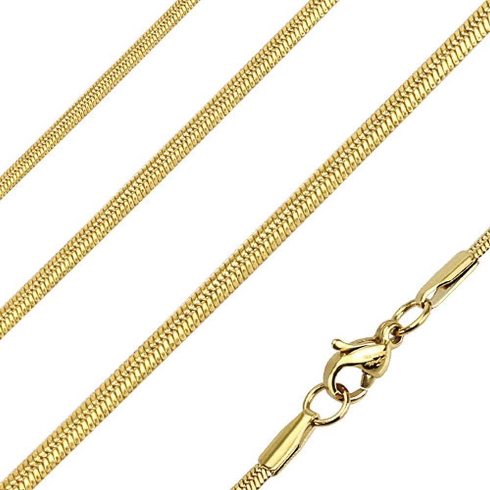 Gold Edelstahl (1-tlg), BUNGSA aus Halskette Goldkette Necklace Kette Schlangenglieder Unisex runde