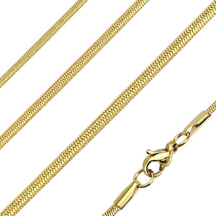 BUNGSA Goldkette Kette runde Schlangenglieder Gold aus Edelstahl Unisex (1-tlg) Halskette Necklace