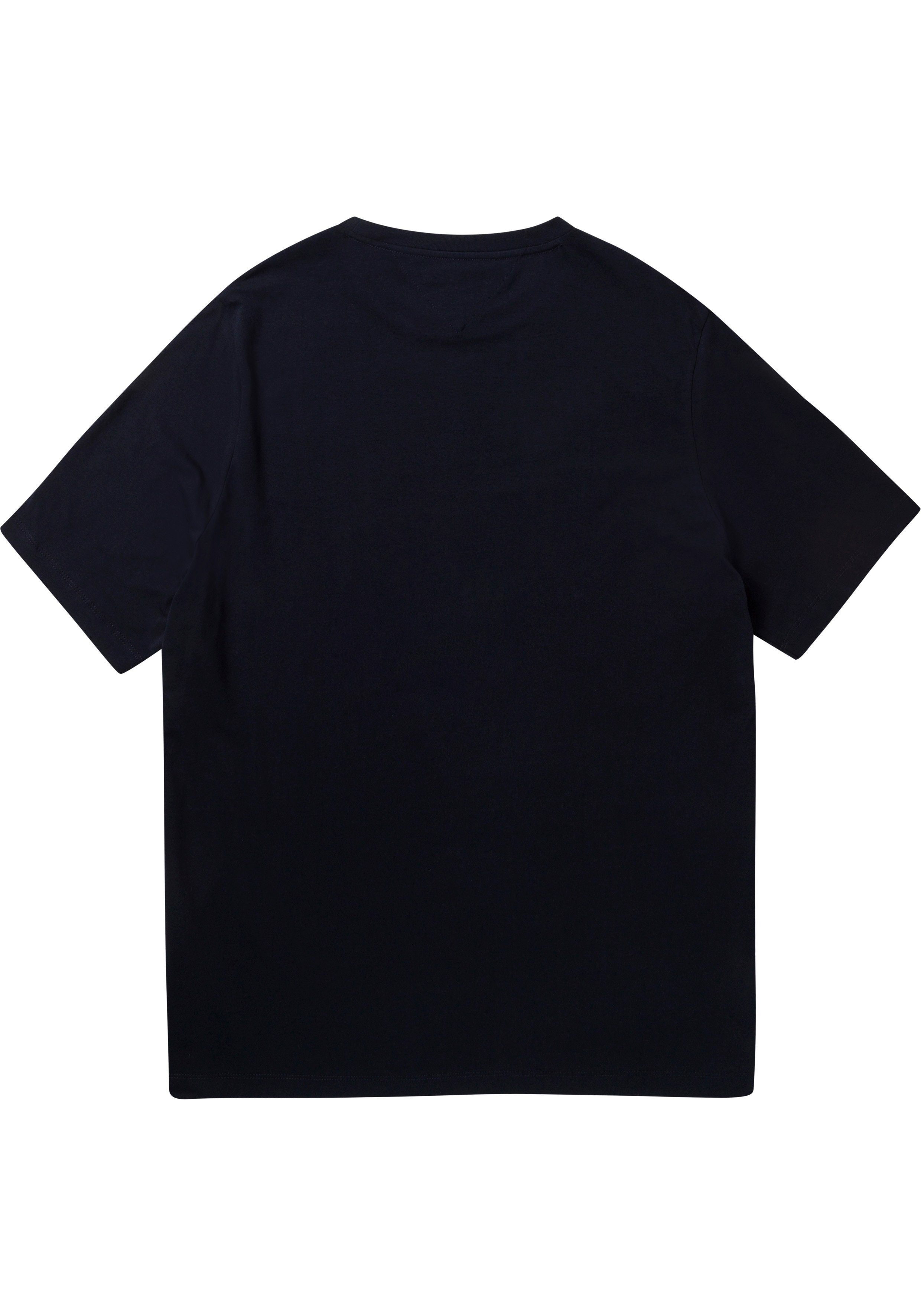 Hilfiger Tommy mit (1-tlg) Labelfarben navy am Ausschnitt Print-Shirt Tall Hilfiger & Tommy Big