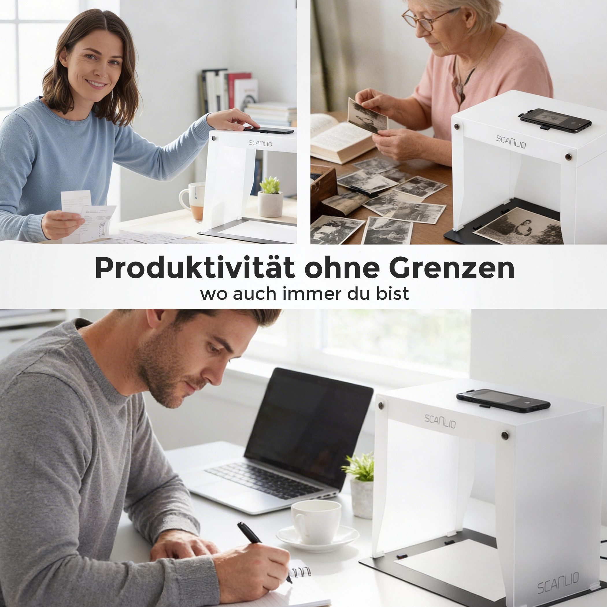 scanlio Handy-Halterung SCANLIO Pro Scanbox, Faltbare Handy Scanner ...