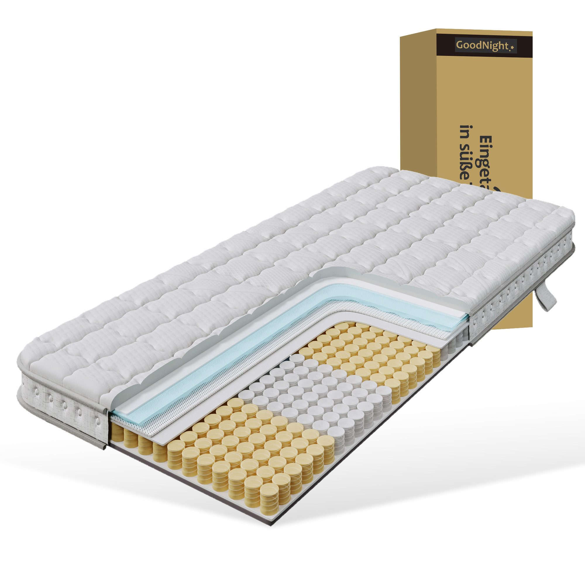 Taschenfederkernmatratze 90x190 90x200 140x200, H3, 10cm Höhe, Hybrid-Matratze mit Kaltschaum, Odikalo, 10 cm hoch, (Ergonomische Orthopädische Rollmatratze für Schlafsofa, Klappbett & Gästebett, Atmungsaktiv)