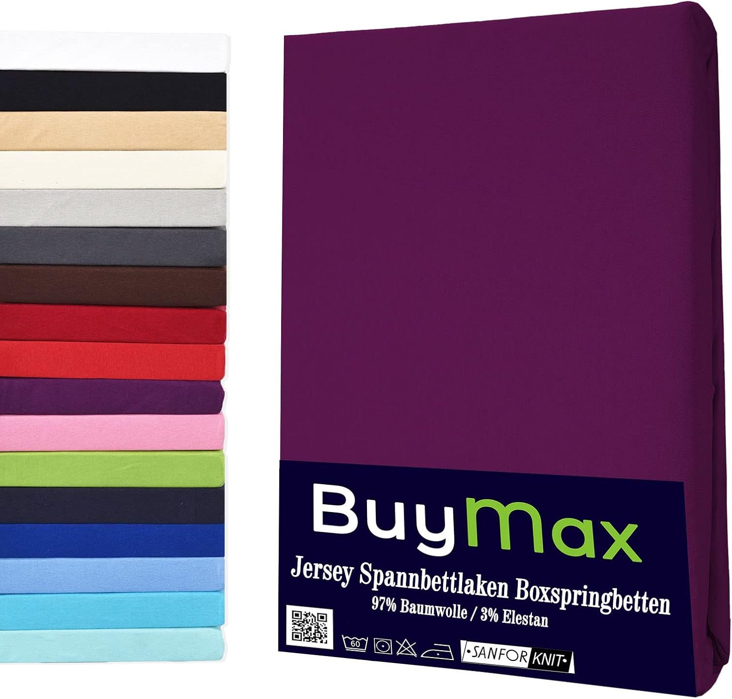 Buymax Spannbettlaken Wasserbett Spannbettlaken für Boxspringbetten Matratzen bis 35 cm Höhe, Jersey, Gummizug: Rundumgummi, (1 Stück), Spannbetttuch 97% Baumwolle, 3% Elasthan, atmungsaktiv, 40 cm Steghöhe