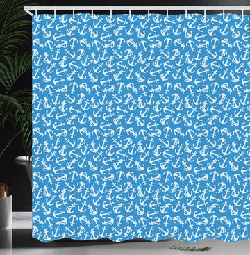 Abakuhaus Duschvorhang Moderner Digitaldruck mit 12 Haken auf Stoff Wasser Resistent Breite 175 cm, Höhe 180 cm, Blau Wasser Maritime Anchor Art