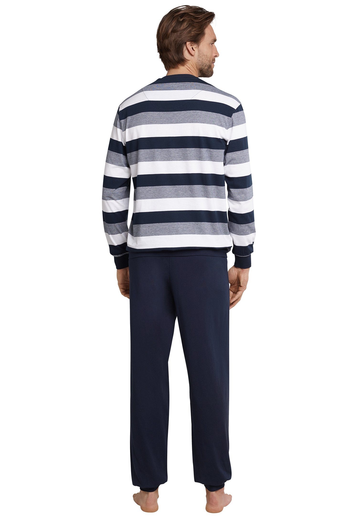 Schiesser Pyjama Dark Sapphire (2 tlg) mit Blockringeln