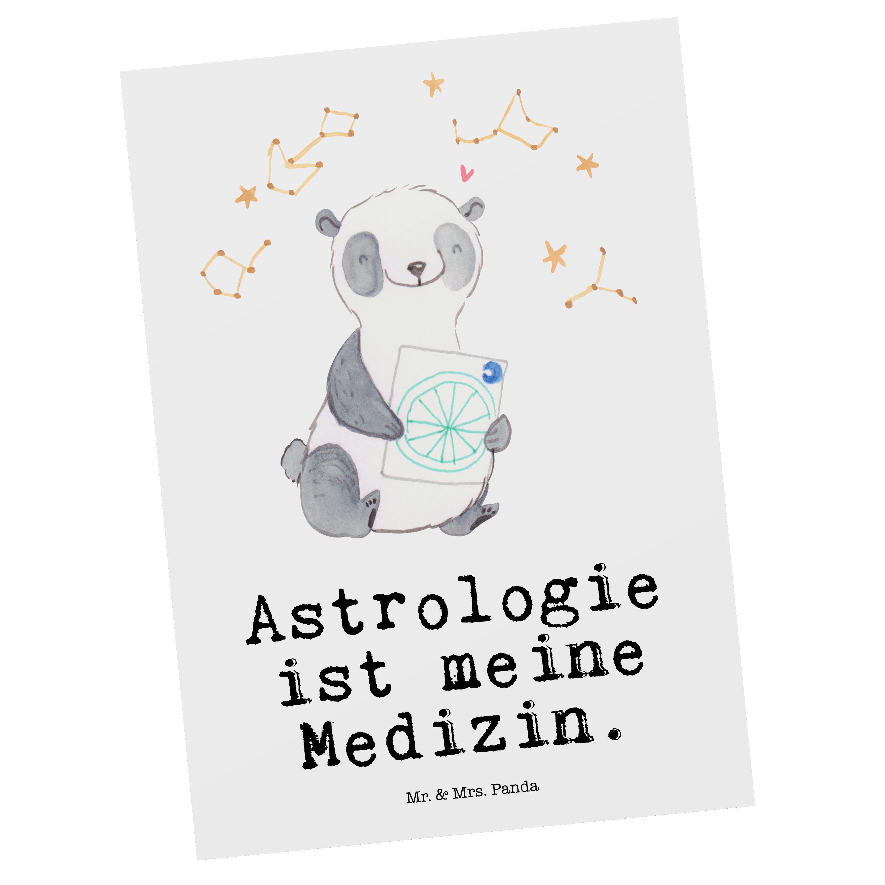Mr. & Mrs. Panda Postkarte Panda Astrologie Medizin - Weiß - Geschenk, Sport, Sternbilder, Ansic