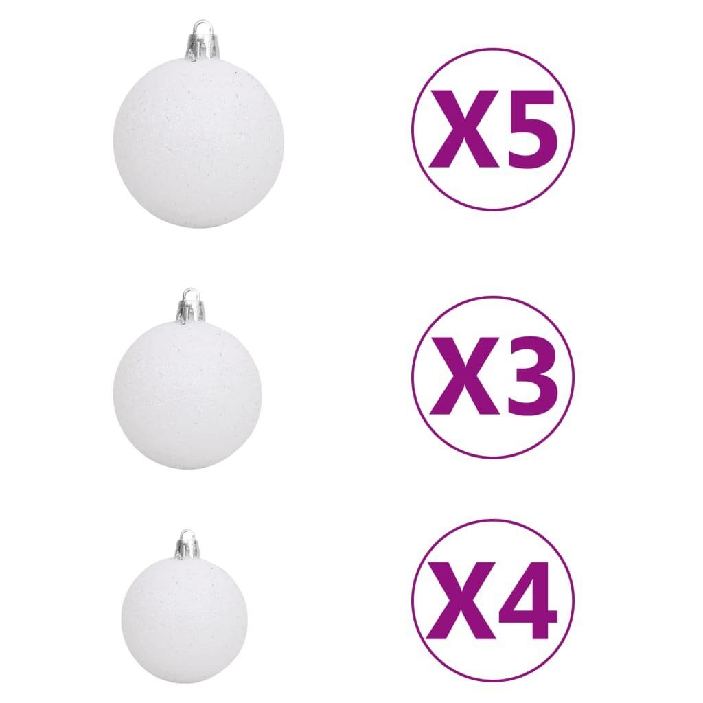 (61-tlg) grau LEDs Weihnachtsbaumspitze 150 Weihnachtskugeln Weiß Christbaumschmuck und mit vidaXL 61-tlg.