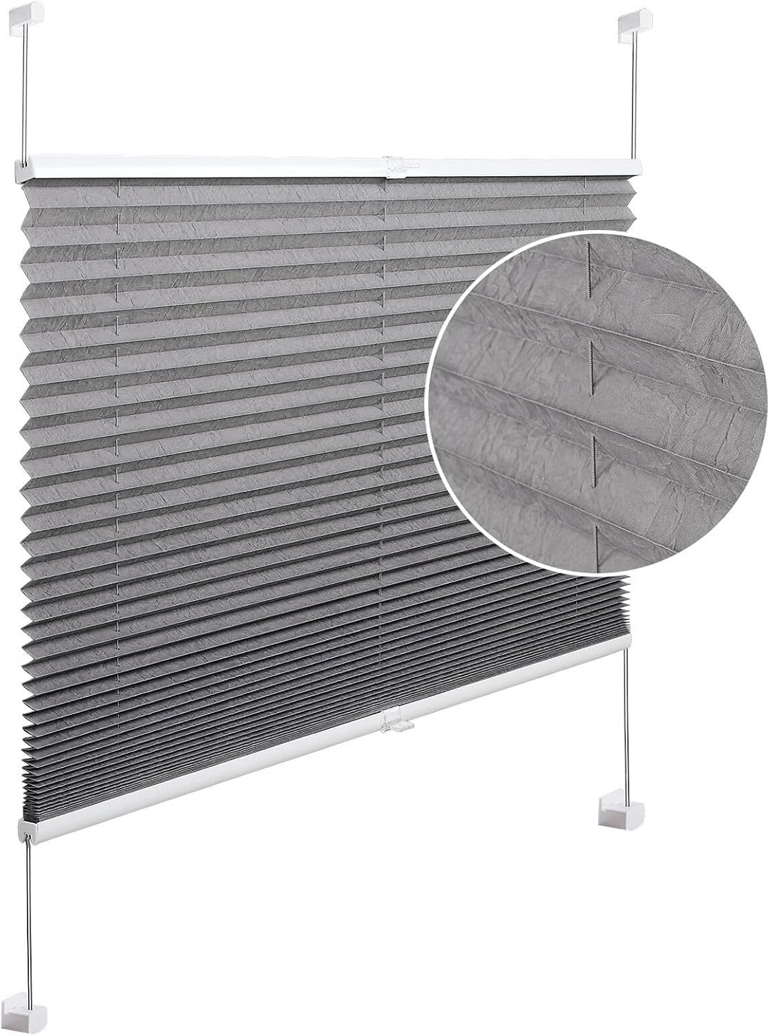 Woltu Plissee, halbtransparent, Klemmfix, Klemmfix, Jalousie Faltrollo Blic günstig online kaufen