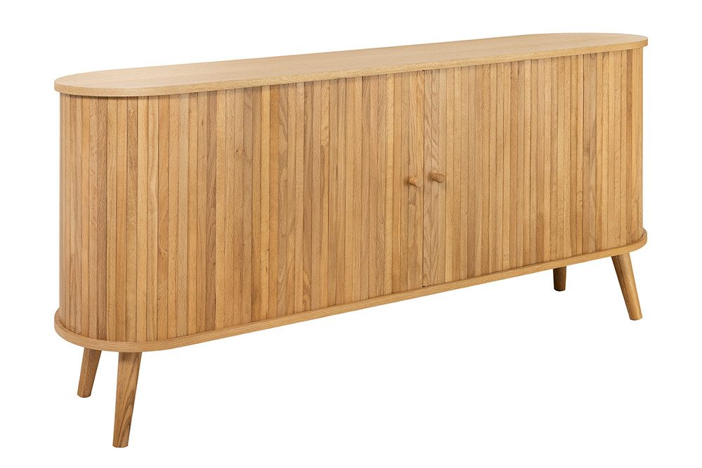 riess-ambiente Sideboard VALHALLA WOOD 160cm natur · Schrank mit 2 Schiebetüren & 4 Fächer (Einzelartikel, 1 St), Eiche · Kommode · Wohnzimmer · Retro Design
