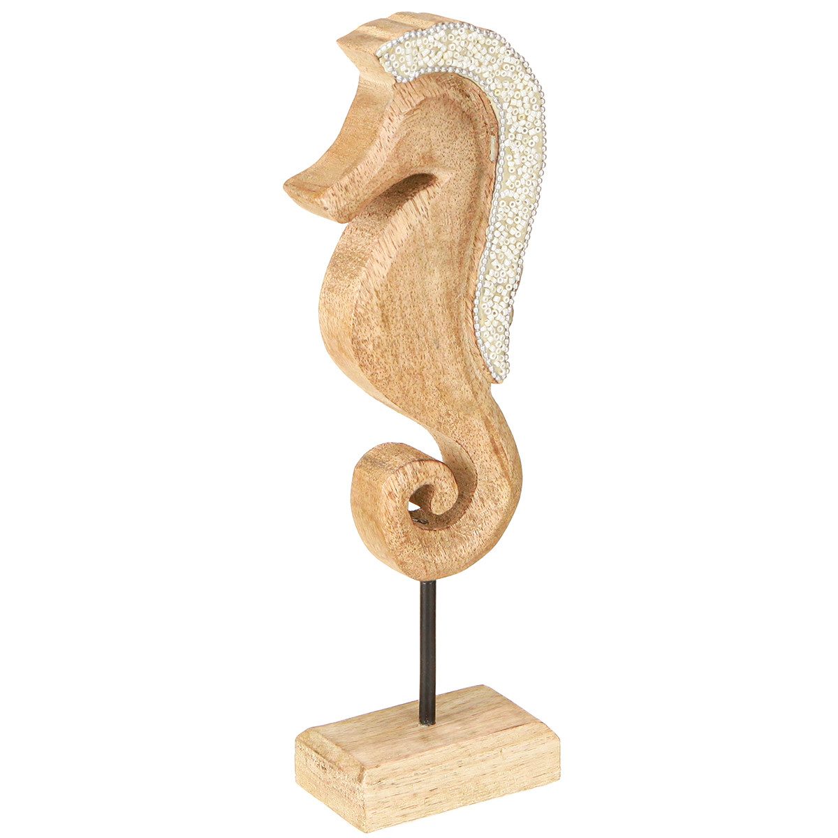DIJK Dekofigur Maritime Seepferdchen Holz Deko 28cm mit Perlen