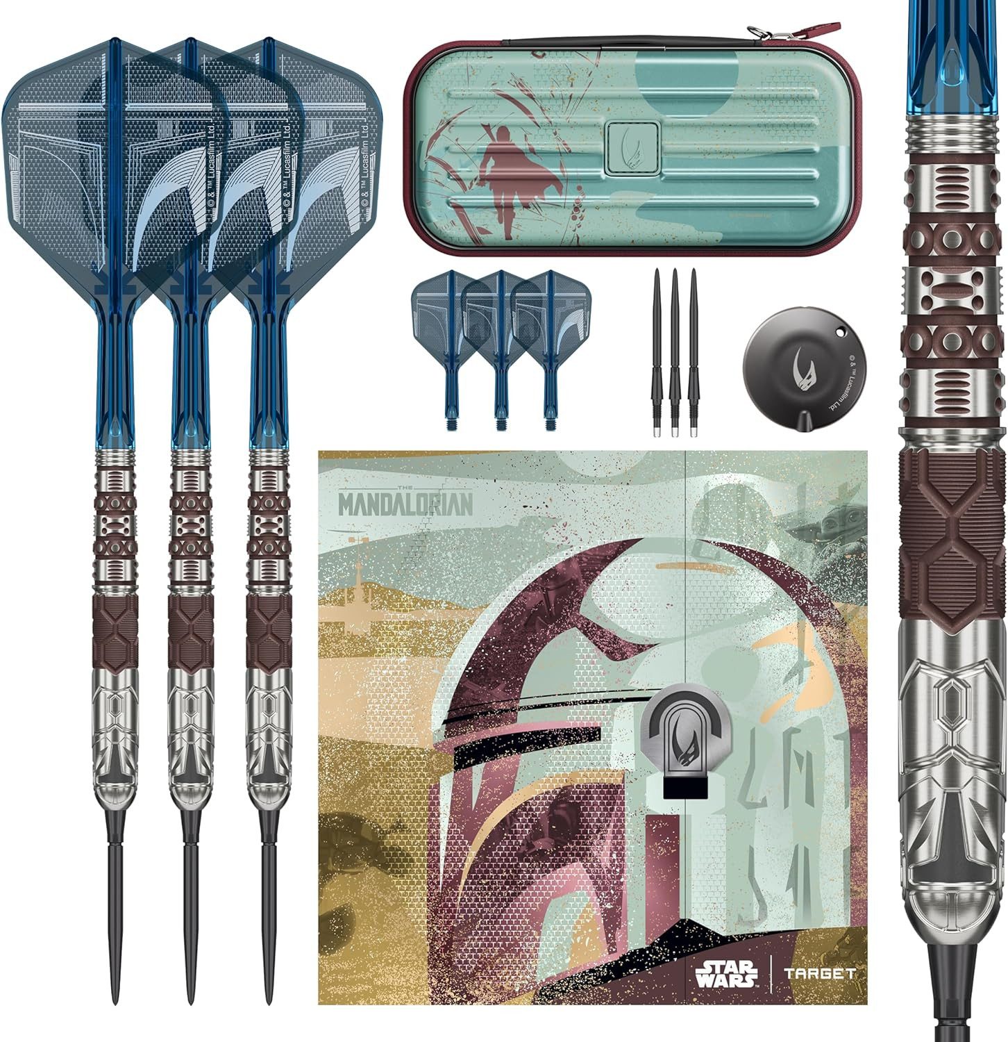 TARGET DARTS Dartpfeil Star Wars Mandalorian 95% Tungsten Steel Tip Darts, 22G Swiss Point