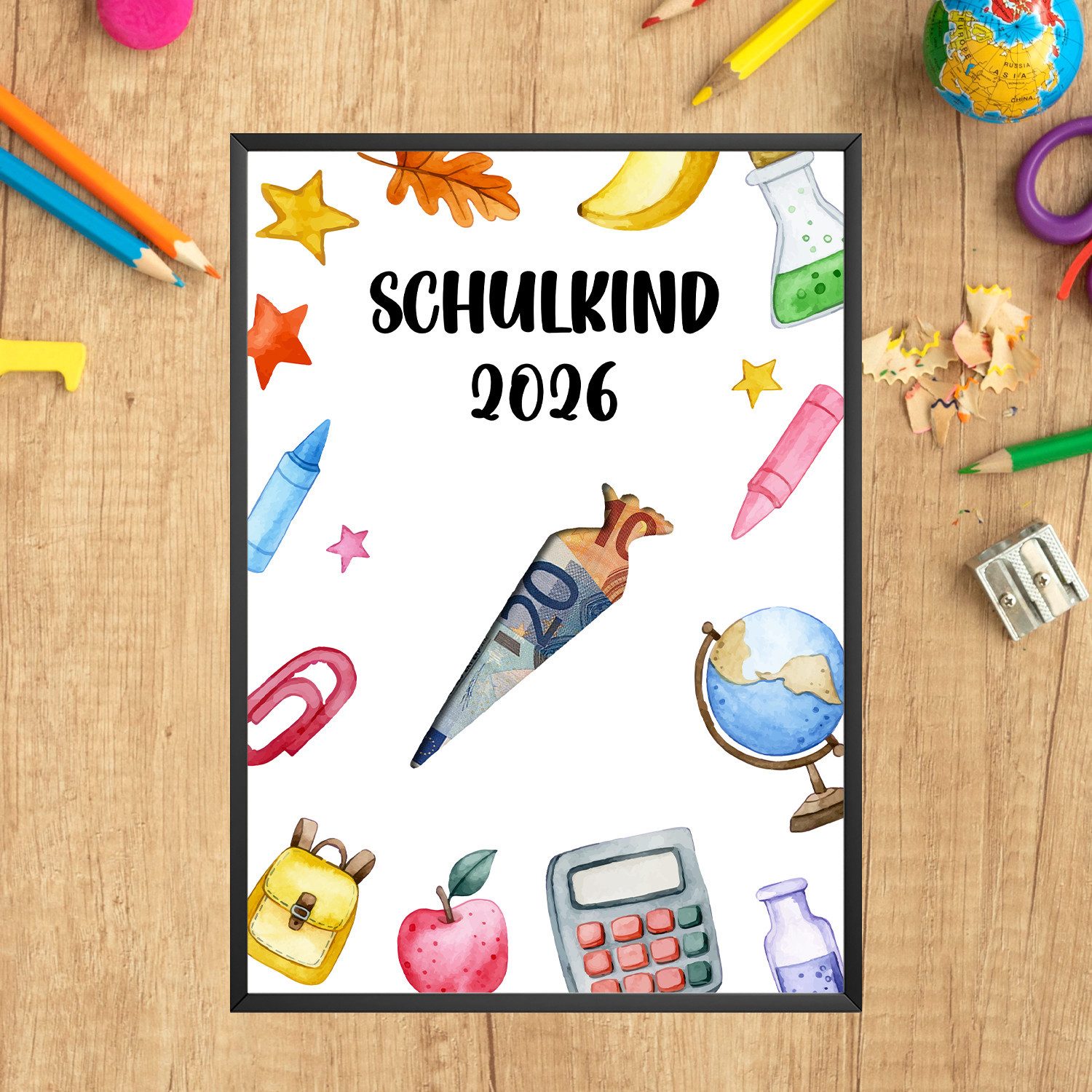 Tigerlino Poster Geldgeschenk Einschulung Schulanfang Schulkind Erstklässler