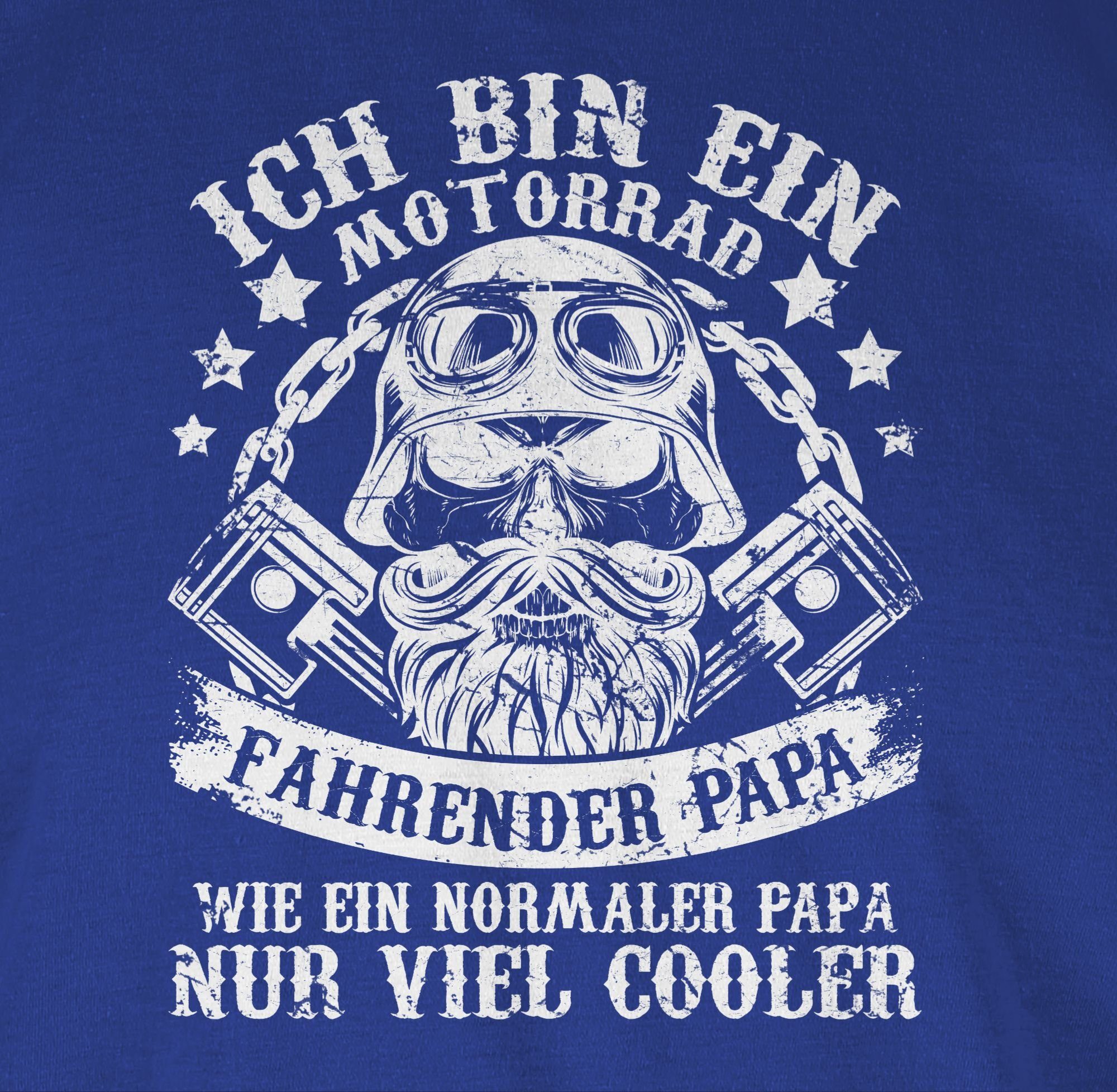 Geschenk Vatertag 03 T-Shirt für Ich Shirtracer Papa bin ein Royalblau Papa fahrender Motorrad