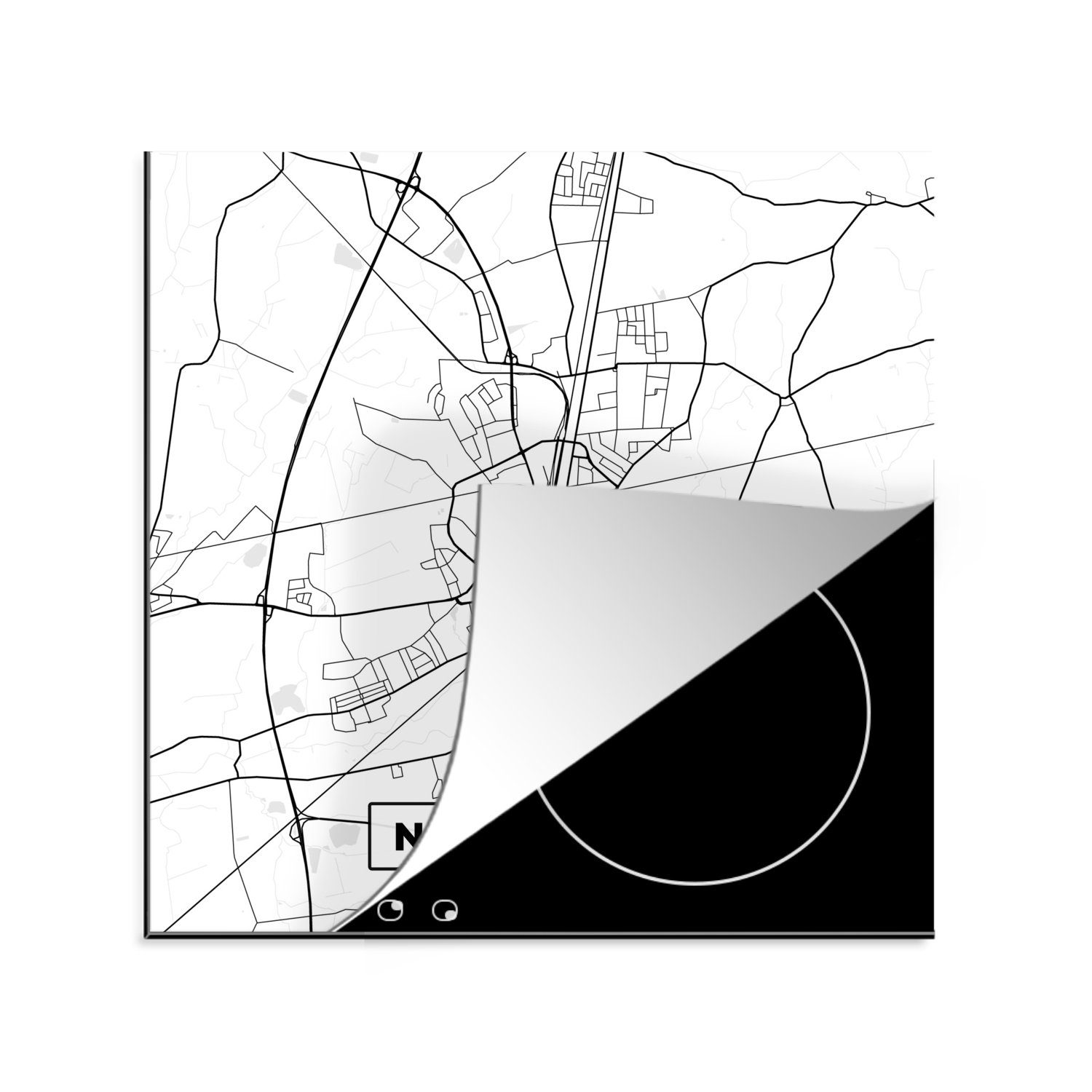 MuchoWow Karte Ceranfeldabdeckung, Vinyl, cm, - (1 78x78 - für Neumünster Arbeitsplatte Herdblende-/Abdeckplatte Karte - tlg), küche Stadtplan,