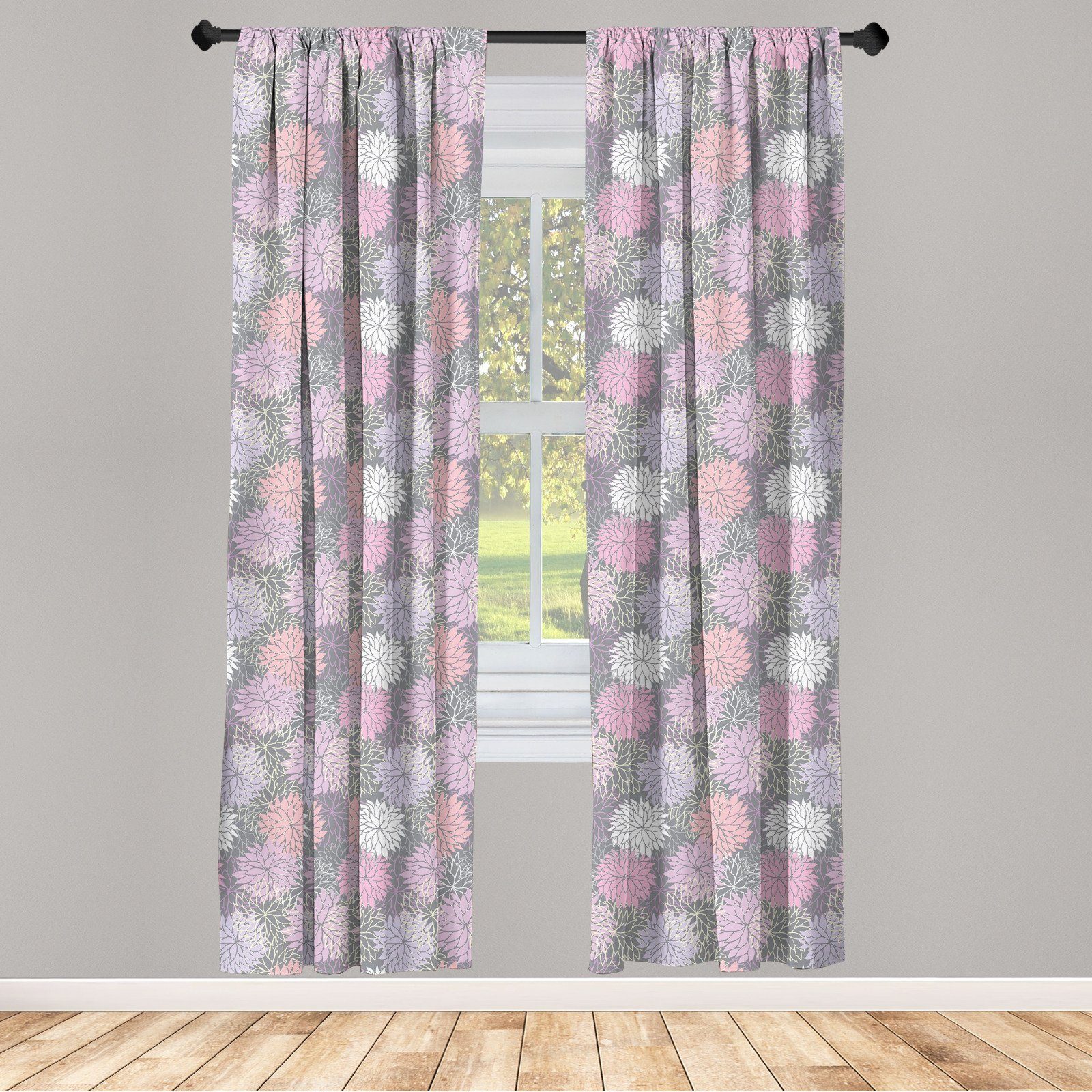 Gardine »Vorhang für Wohnzimmer Schlafzimmer Dekor«, Abakuhaus, Rosa und  Grau Botanischer Blossom online kaufen | OTTO