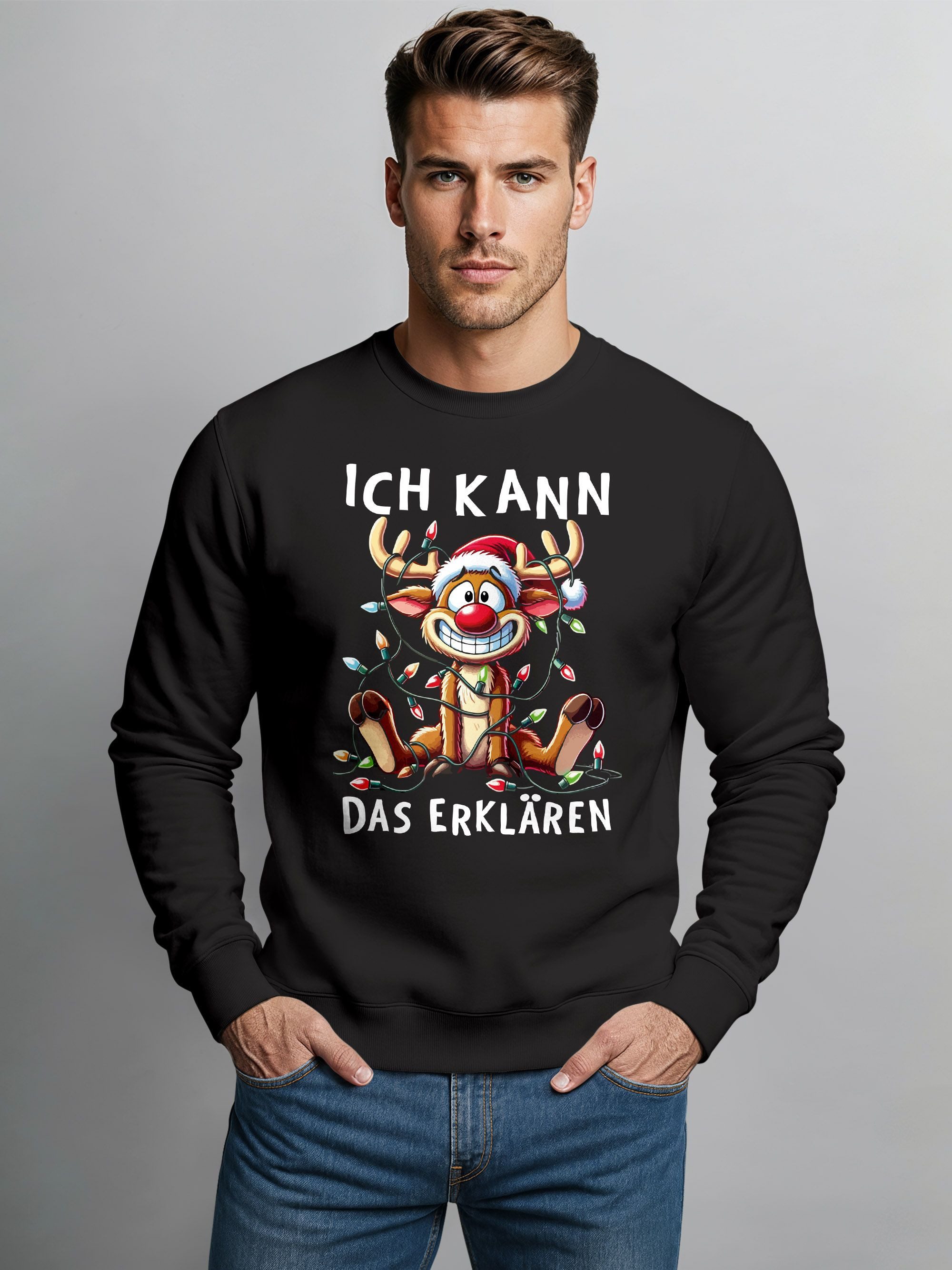 MoonWorks Sweatshirt Sweatshirt Herren Weihnachtspullover Lustig Rentier Sp günstig online kaufen