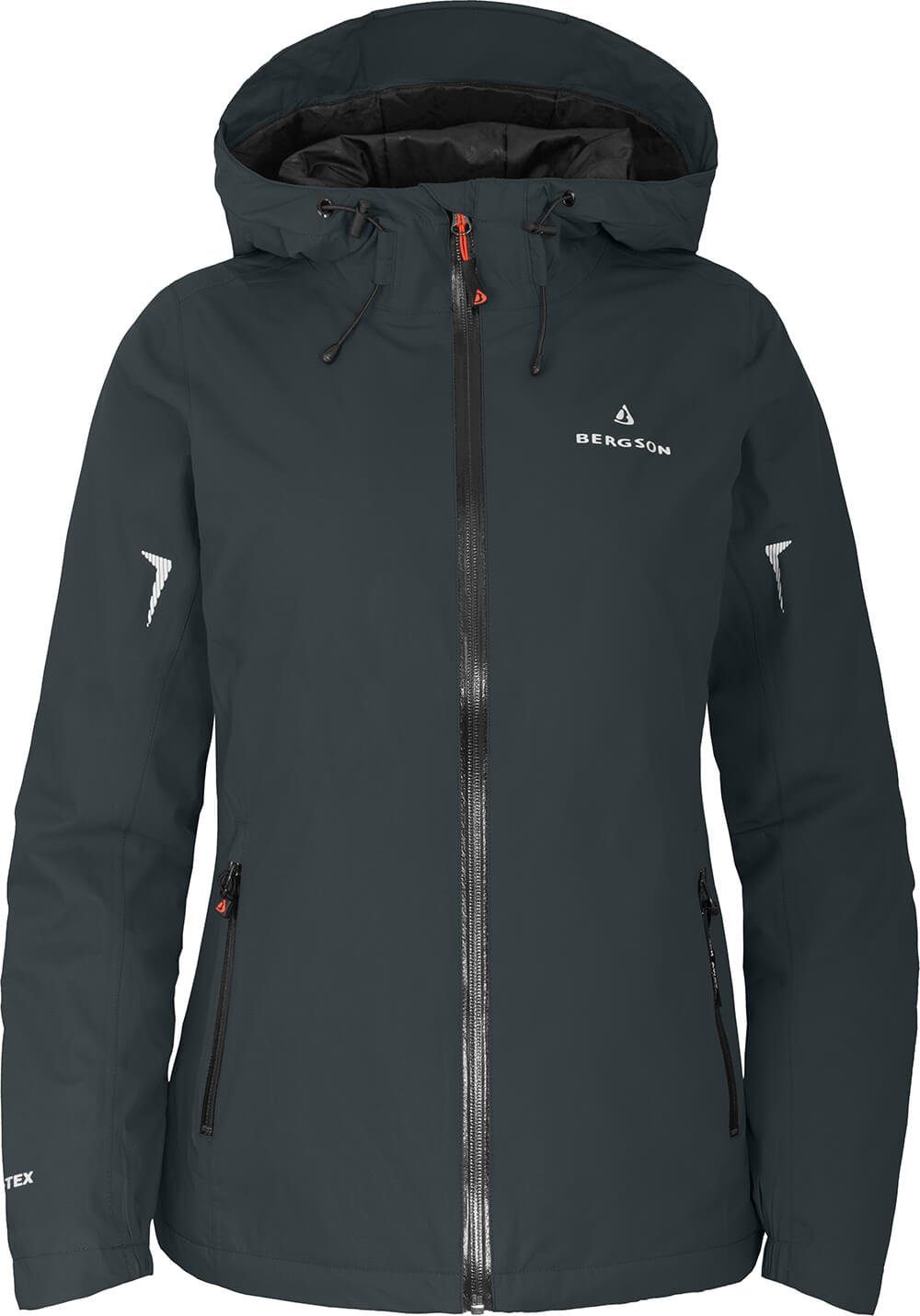 Bergson Outdoorjacke HELLI THERMO Regenjacke, wattiert, Wassersäule, Normalgrößen, dunkel 12000 Damen grau mm leicht