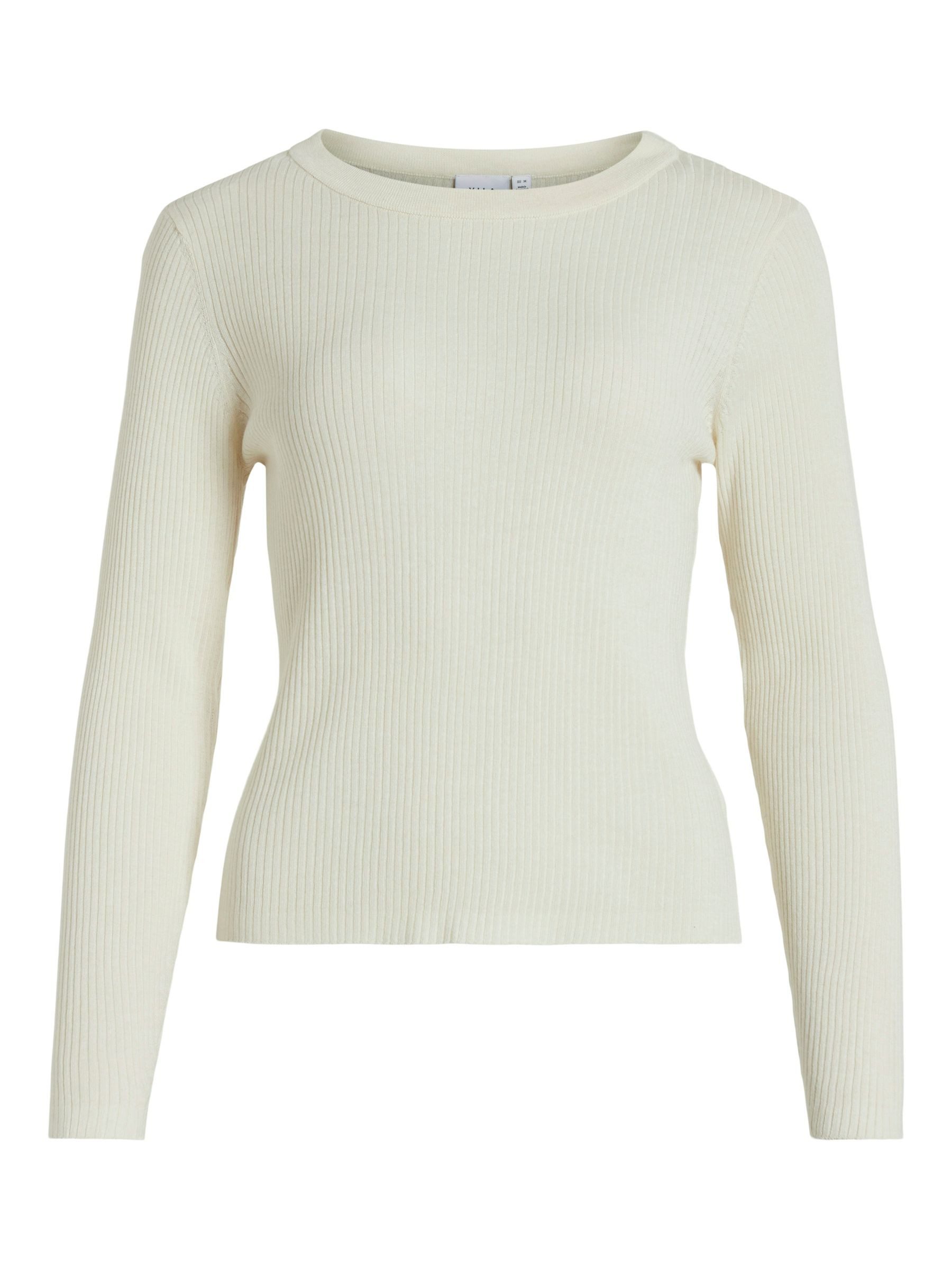 Vila Strickpullover Gerippt Longsleeve Feinstrick VIABELLA VIABELLA RIB L/S KNIT TOP - NOOS