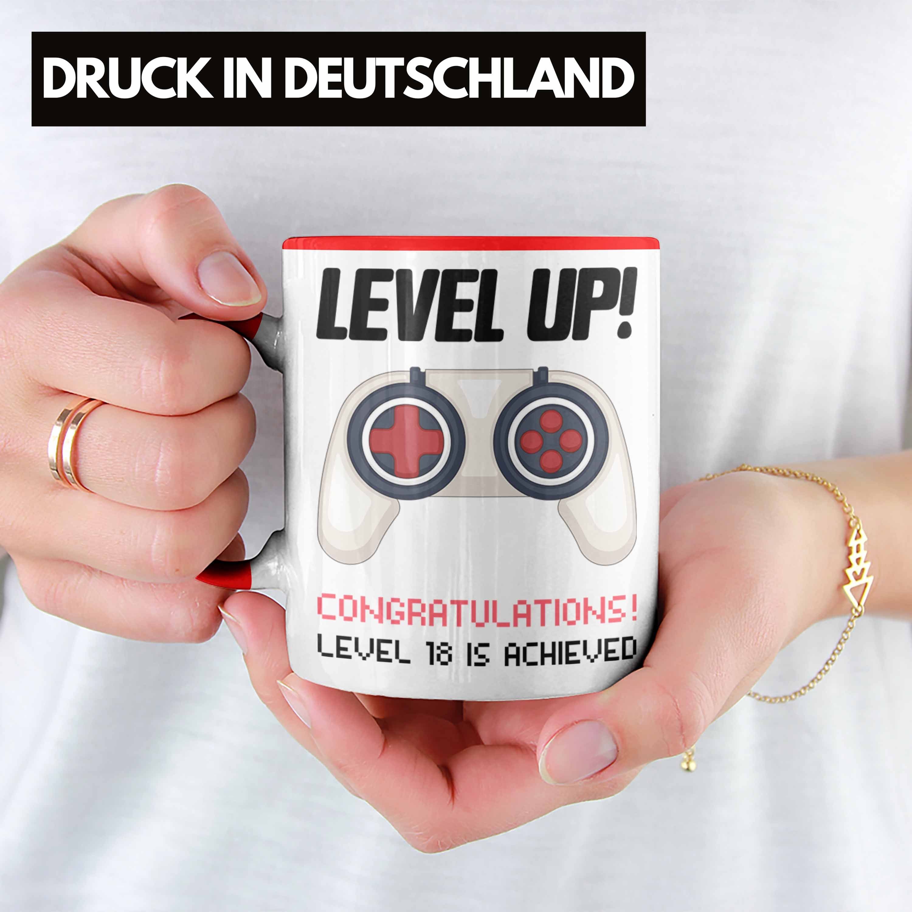 18er Lustig Zocker Jungen Sohn Tasse - Geburtstag 18 Gamer Sprüche Rot 18. Geschenk Trendation Jungs Trendation Geschenkidee Tasse