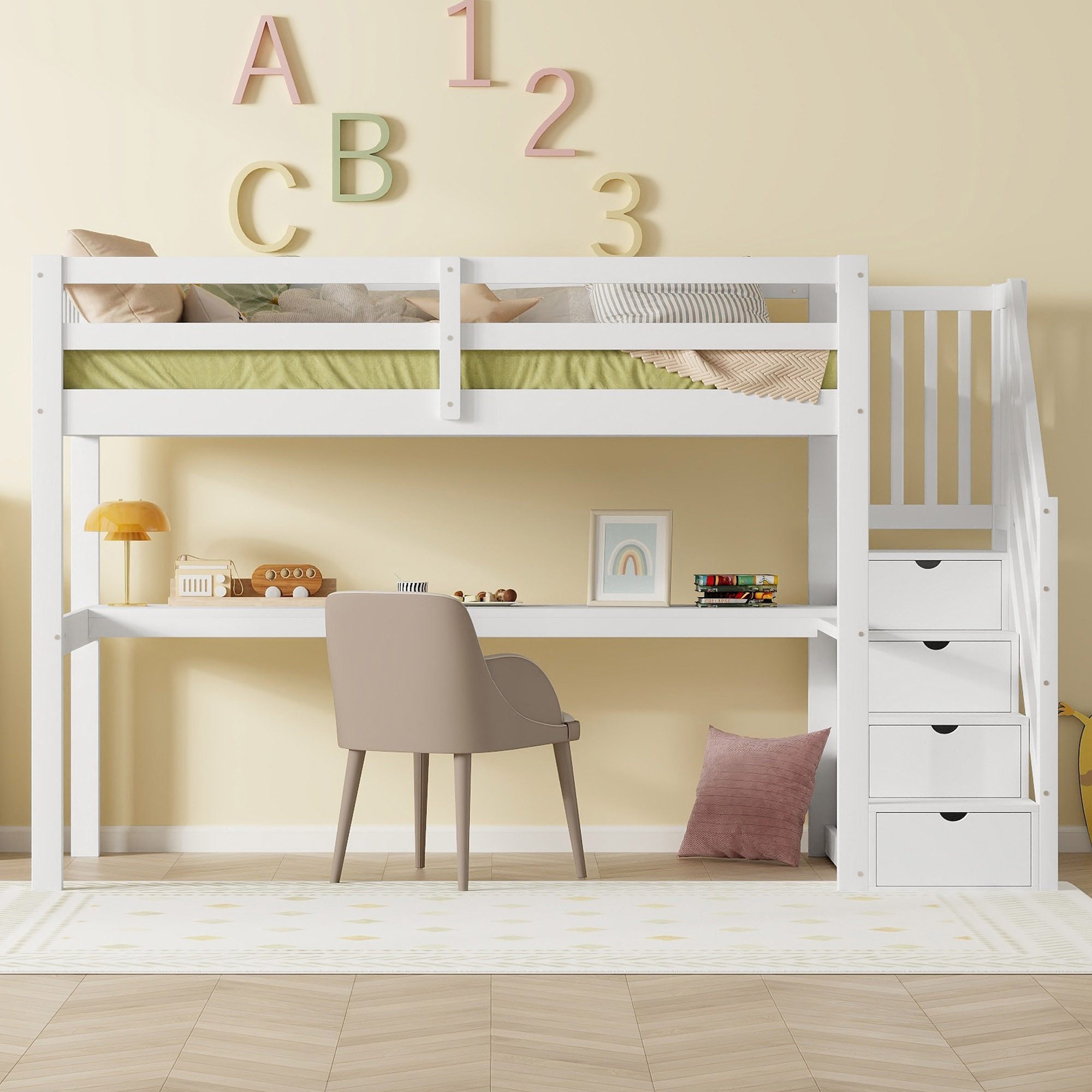 Flieks Hochbett Massivholz Etagenbett Kinderbett 90×200cm günstig online kaufen