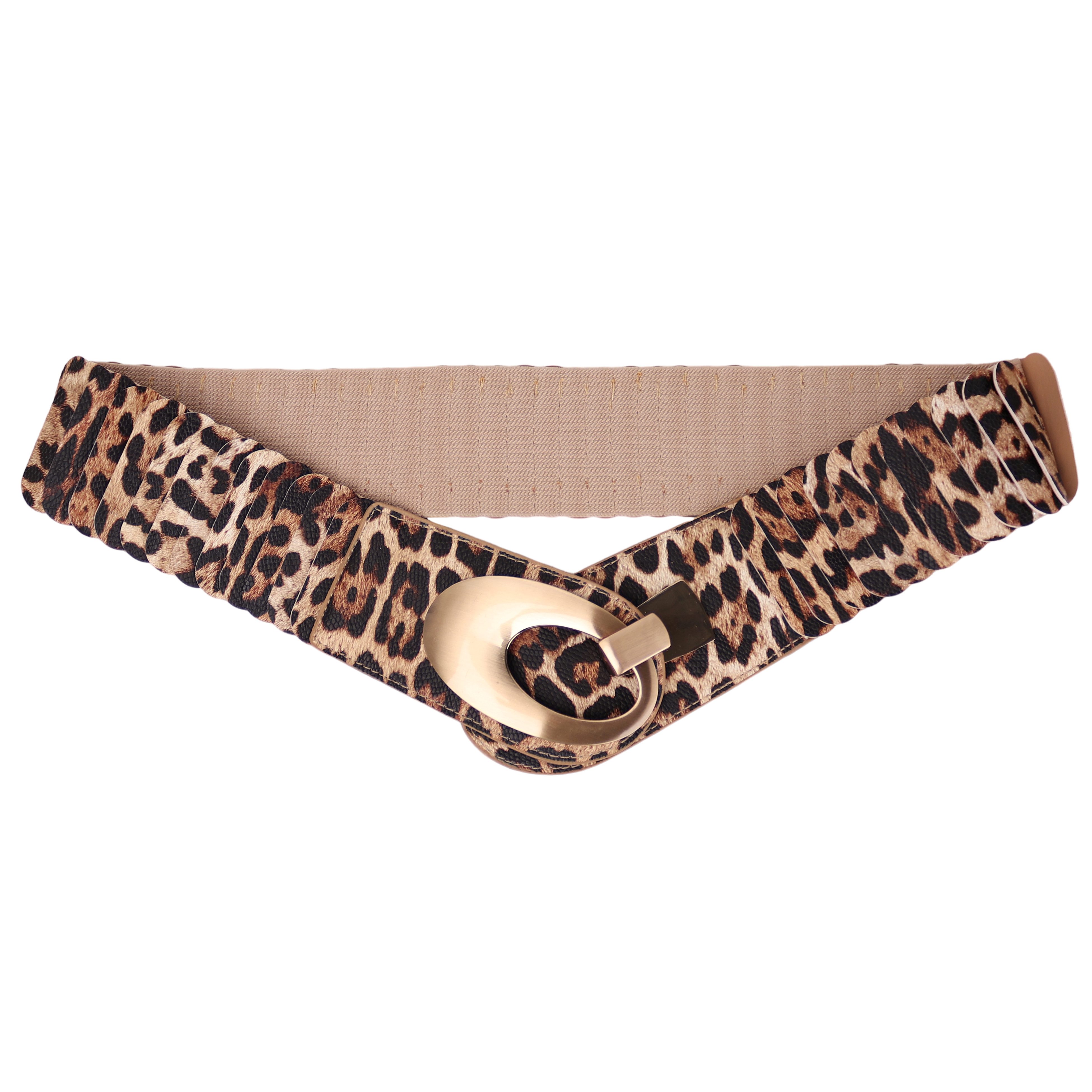 MIRROSI Taillengürtel Leo Unifarbe breit 6cm für Taillenumfang 85 bis 110cm, ONESIZE (Angenehmes Tragesgefühl, Leopard Muster, Unifarben) Breiter Stretch Gürtel – Bild 4 von 4