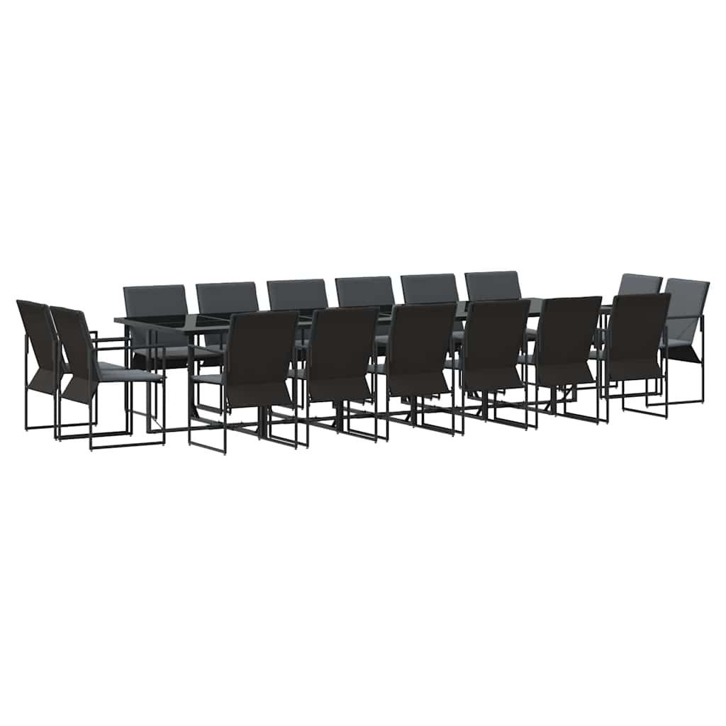 vidaXL Gartenlounge-Set Garten Essgruppe 17 stk. Schwarz Stahl, (17-tlg)