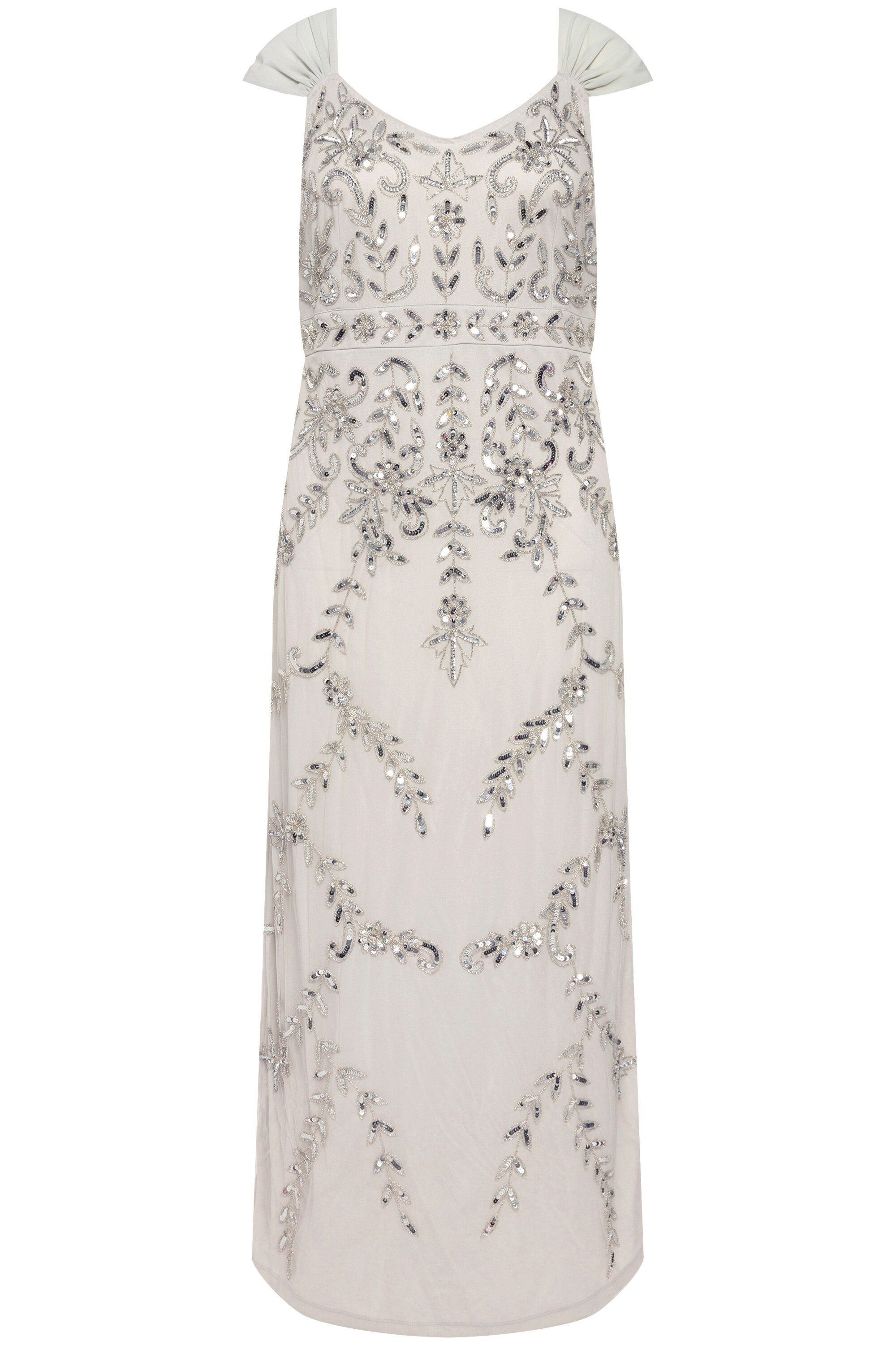 Ulla Popken Abendkleid Trägerkleid Pailletten A-Linie V-Ausschnitt günstig online kaufen