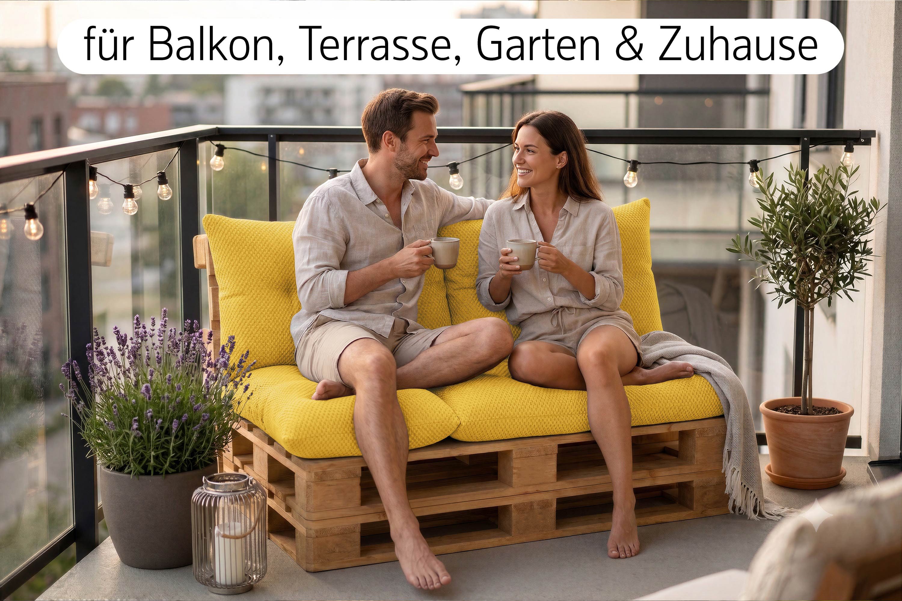 Amilian Palettenkissen Set 3-teilig Palettenauflagen für Europaletten, für Europaletten Sitzkissen 120x80 cm + 2x Kissen 40x60 cm