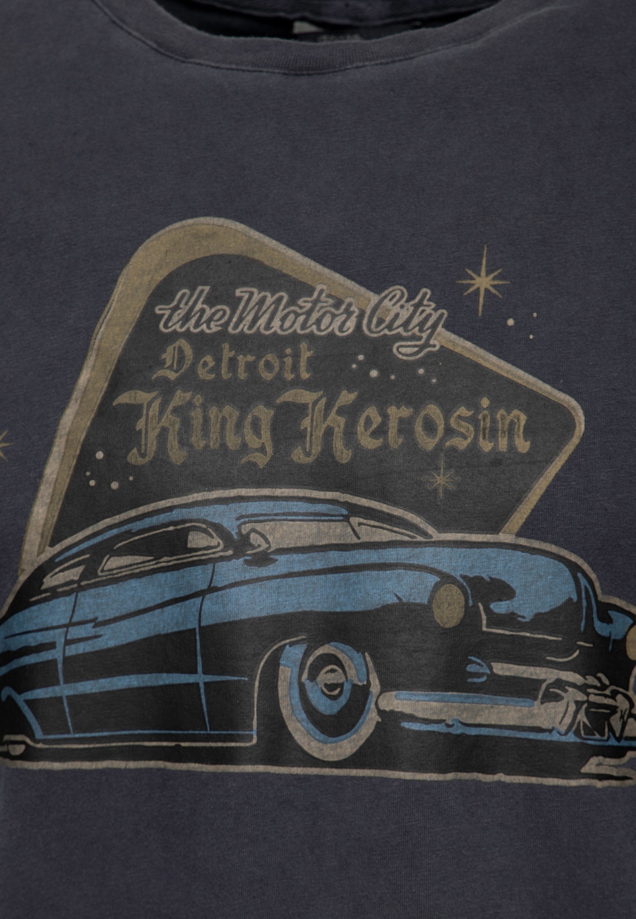 Print-Shirt Oil-Washed KingKerosin Detroit schwarz Greaser