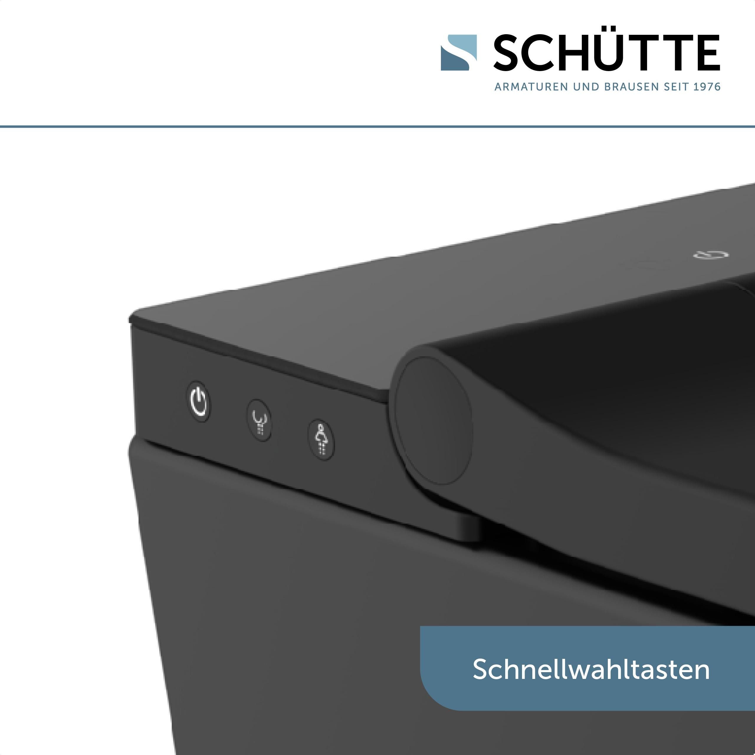 Schütte Dusch-WC, wandhängend, Abgang waagerecht, mit Gesäß- und Intimdusche, Taharet, Schwarz matt