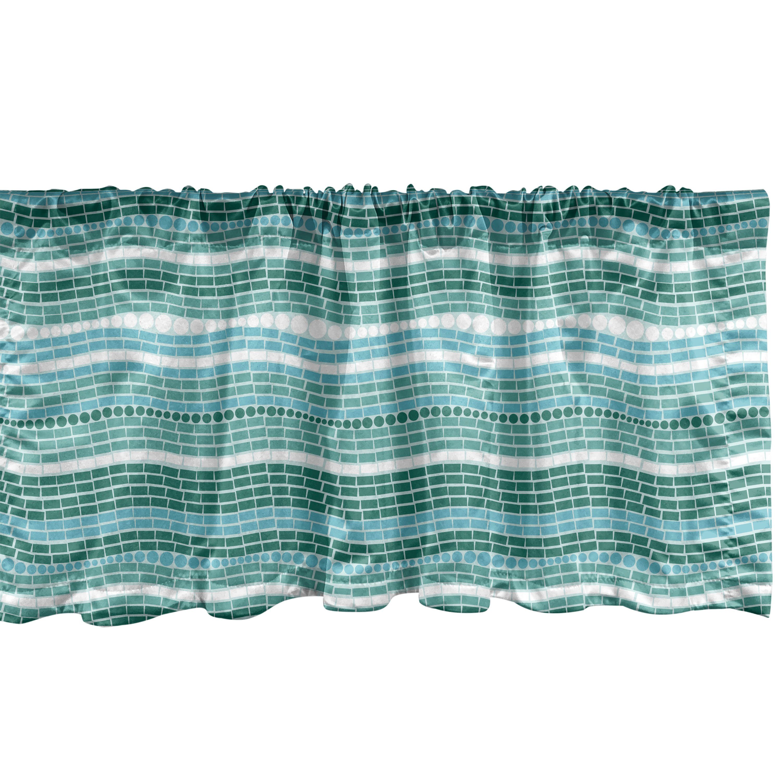 Scheibengardine Vorhang Volant für Küche Schlafzimmer Dekor mit Stangentasche, Abakuhaus, Microfaser, Mosaik Traditionelle Wellenförmige Mosaik-Fliesen