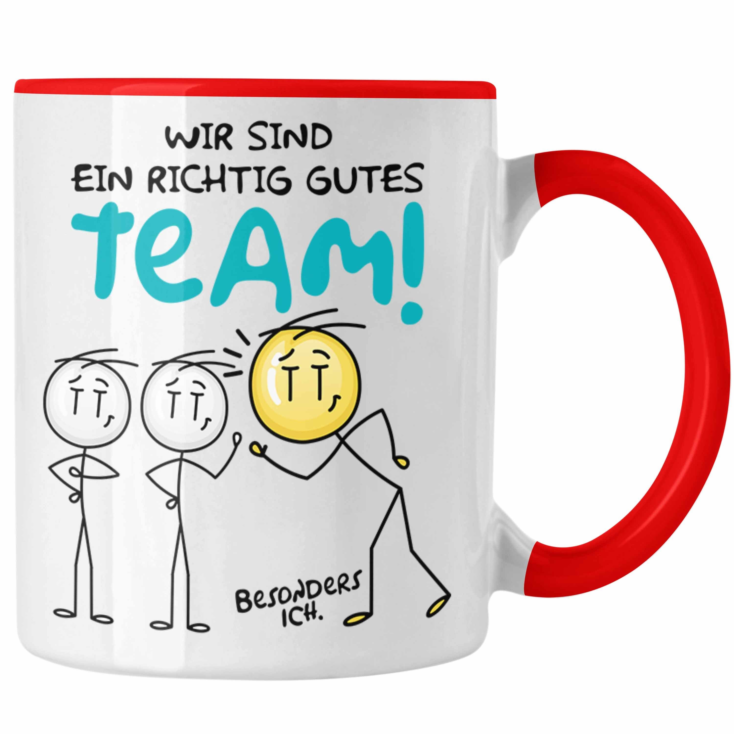 Trendation Tasse Tasse für Bestes Team Geschenk Kaffeetasse Geschenkidee Dankeschön Dan Rot