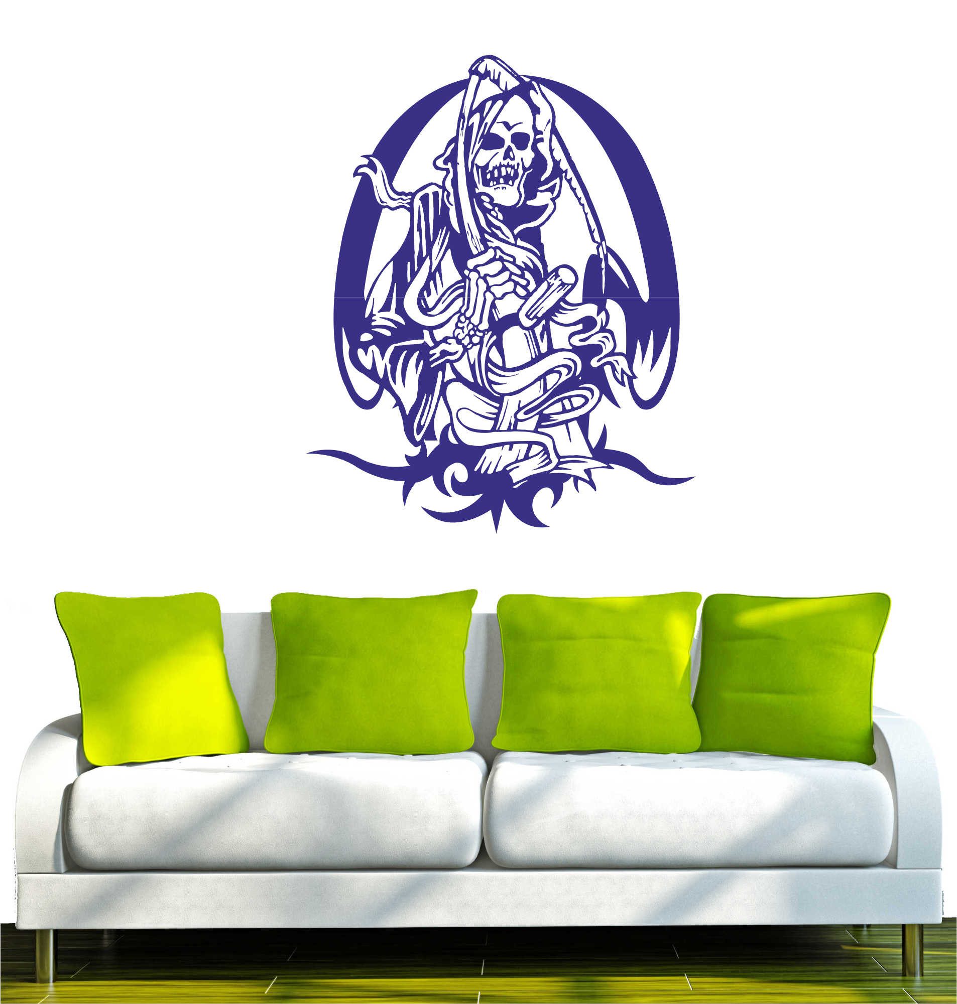 INDIGOS UG Wandtattoo Wandtattoo - Wandaufkleber - w418 Skelett Schädel sehr filigran