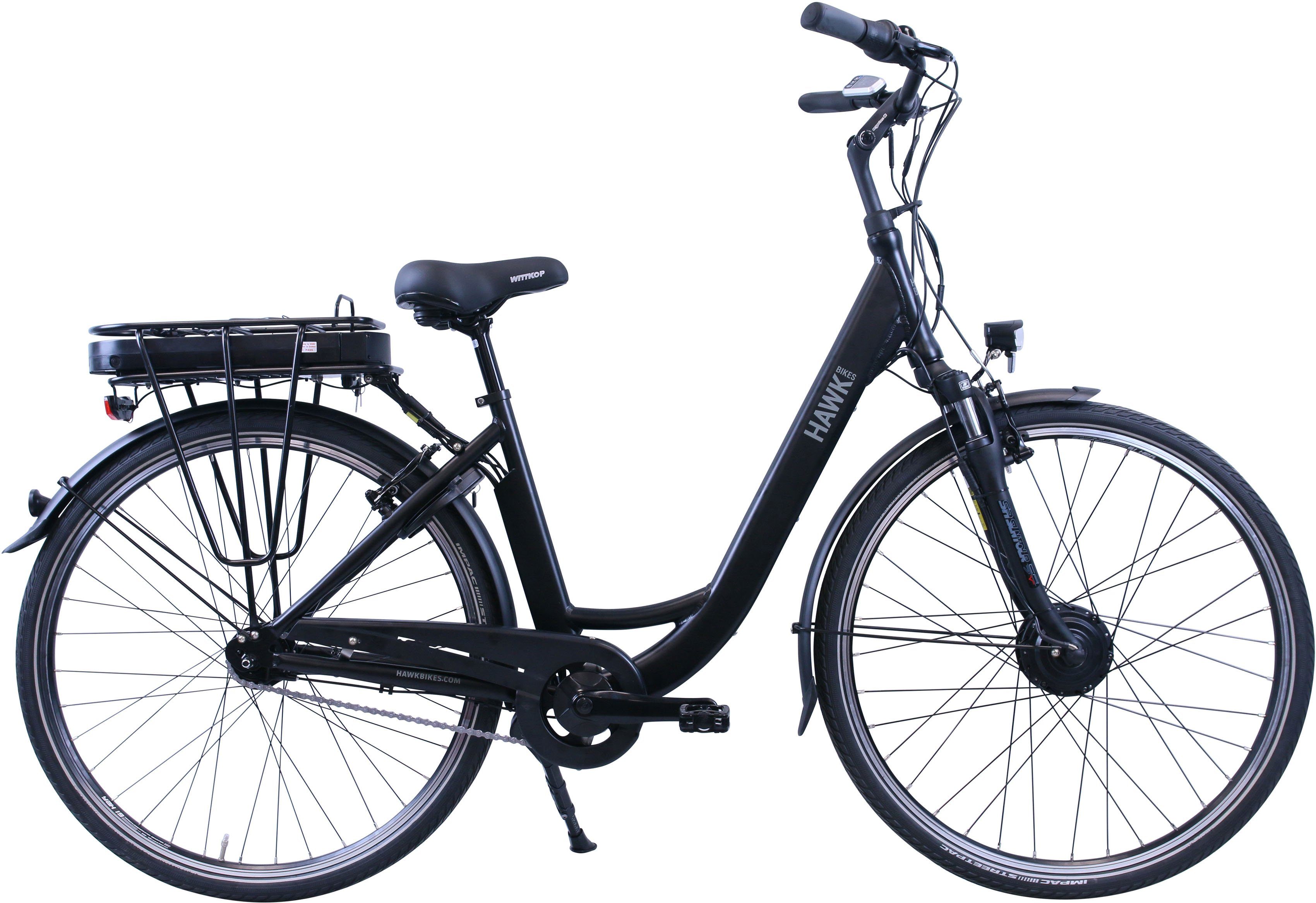 HAWK Nabenschaltung, Schaltwerk, Wh Bikes 7-Gang Nexus 7 HAWK Shimano Gang E-Bike eCity Wave, 468 Frontmotor, Akku