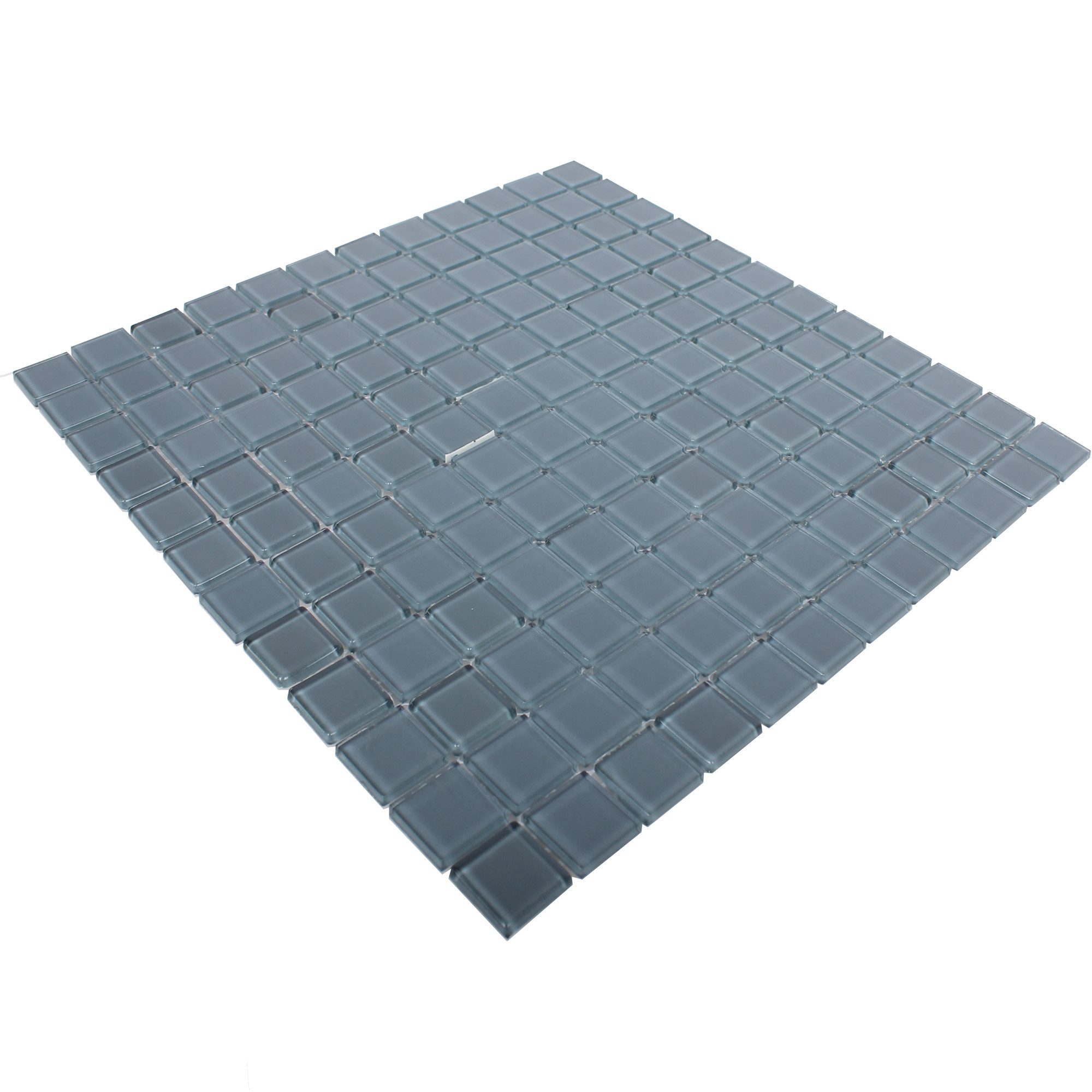 Mosafil Mosaikfliesen Glasmosaik Fliesen Florida, Glas 30.000x30.000, grau, Verlegefertig auf ein Netz geklebt - Frostsicher - Wasserfest